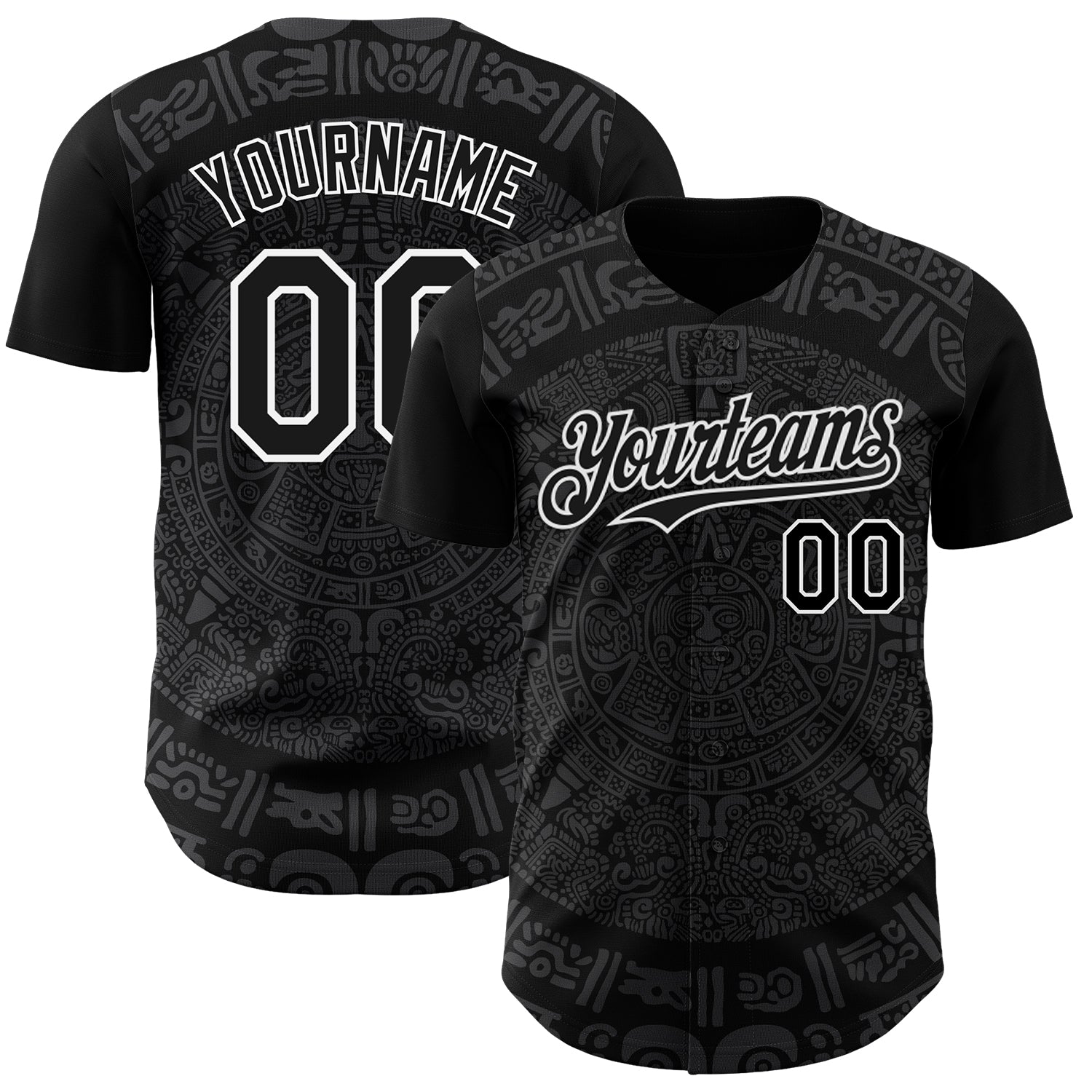 Custom Black Gray-White 3D Mexico Authentic Baseball Jersey - Main View