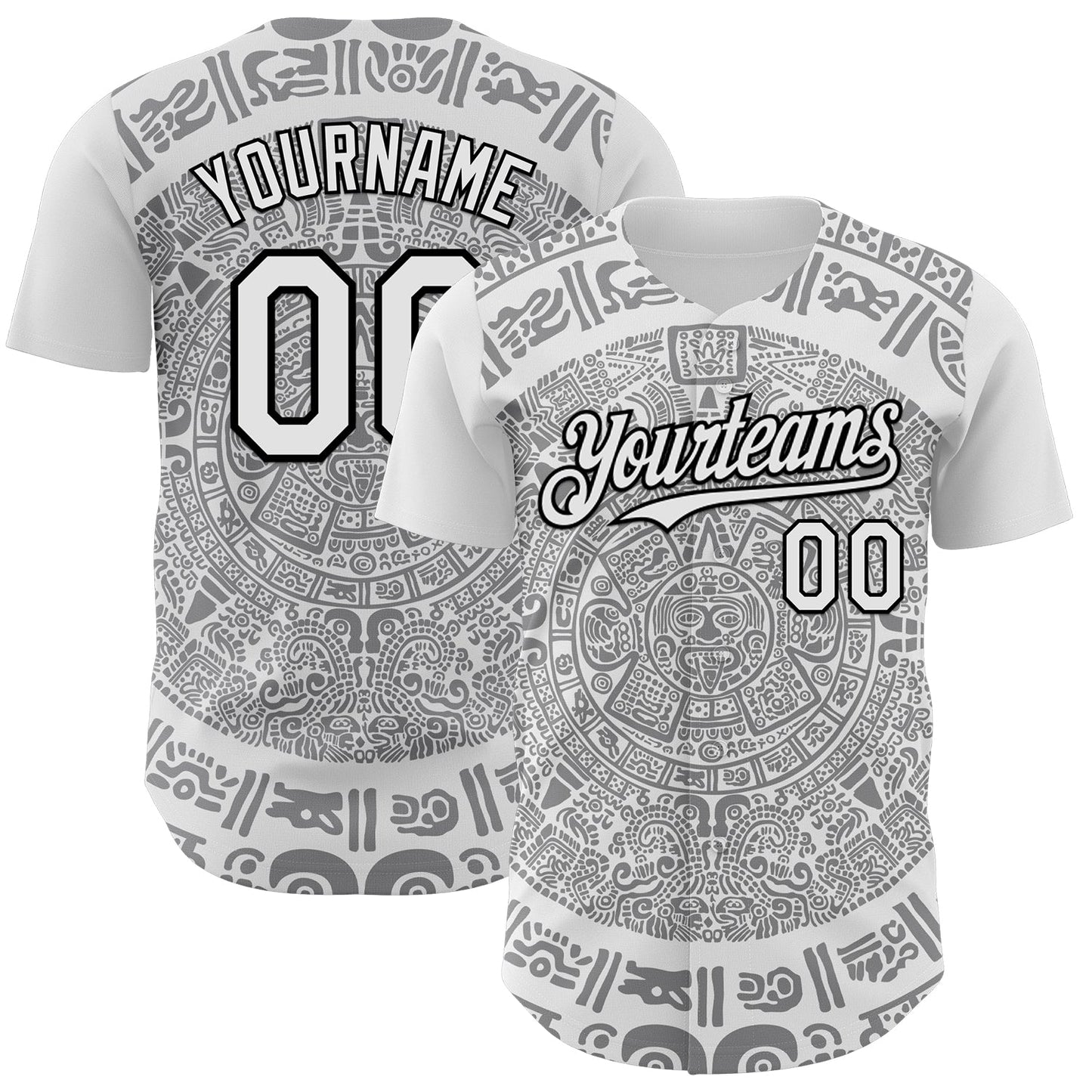 Custom White Gray-Black 3D Mexico Authentic Baseball Jersey - Main View