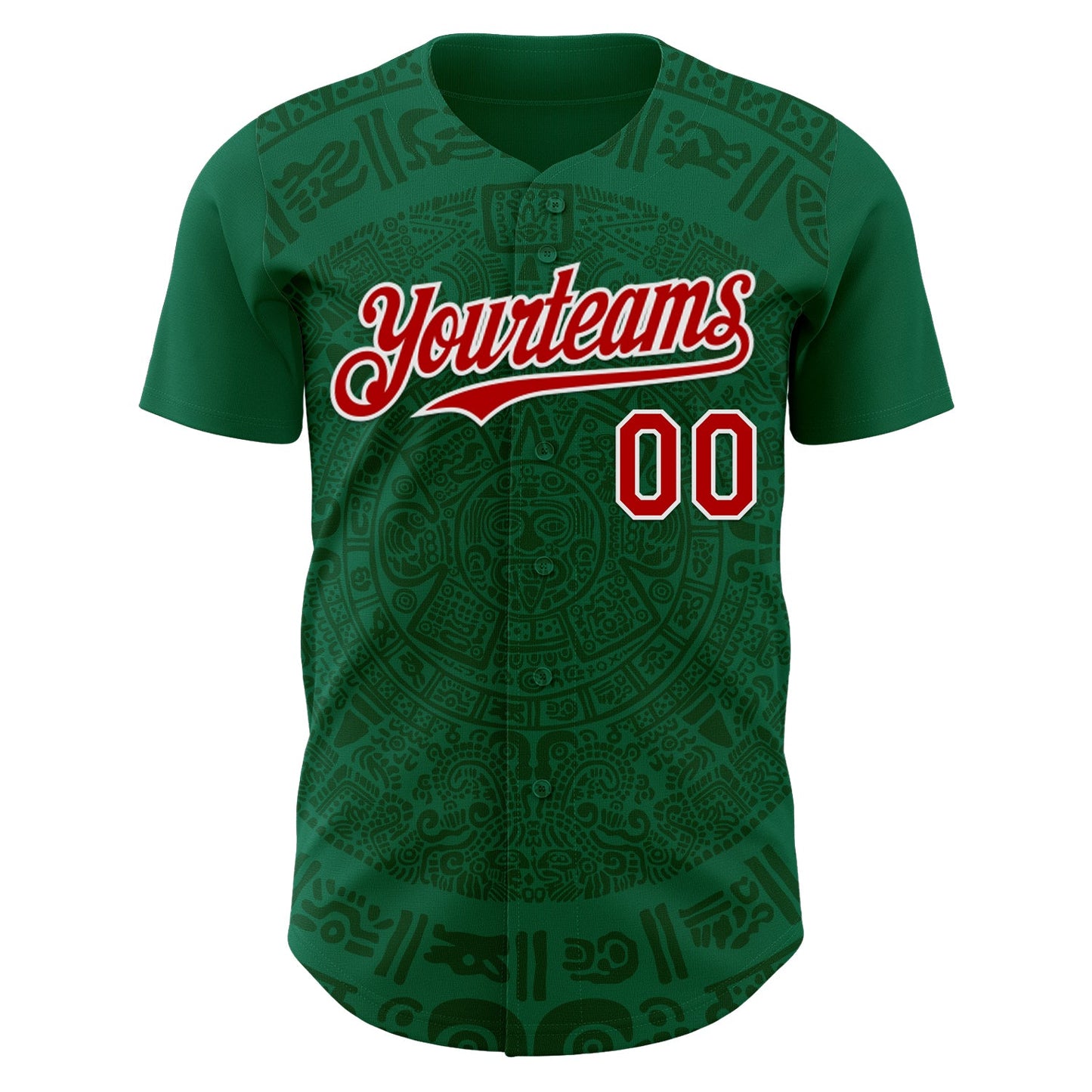 Custom Kelly Green Red Green-White 3D Mexico Authentic Baseball Jersey view 2
