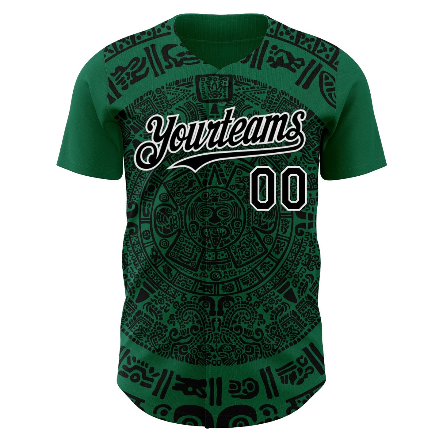 Custom Kelly Green Black-White 3D Mexico Authentic Baseball Jersey view 2