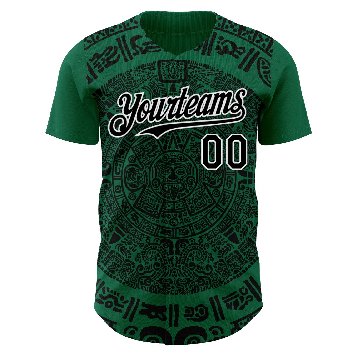 Custom Kelly Green Black-White 3D Mexico Authentic Baseball Jersey view 2