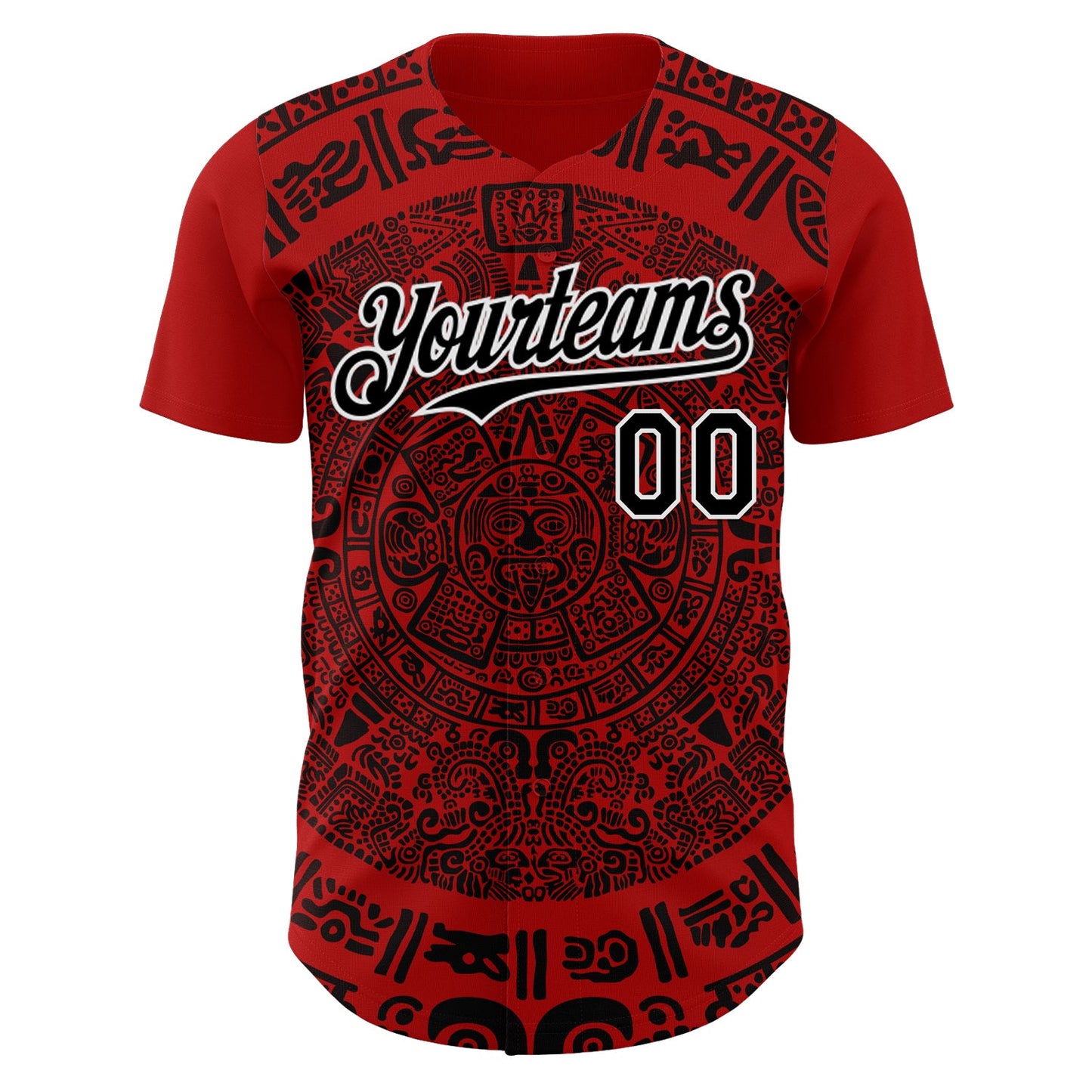 Custom Red Black-White 3D Mexico Authentic Baseball Jersey view 2