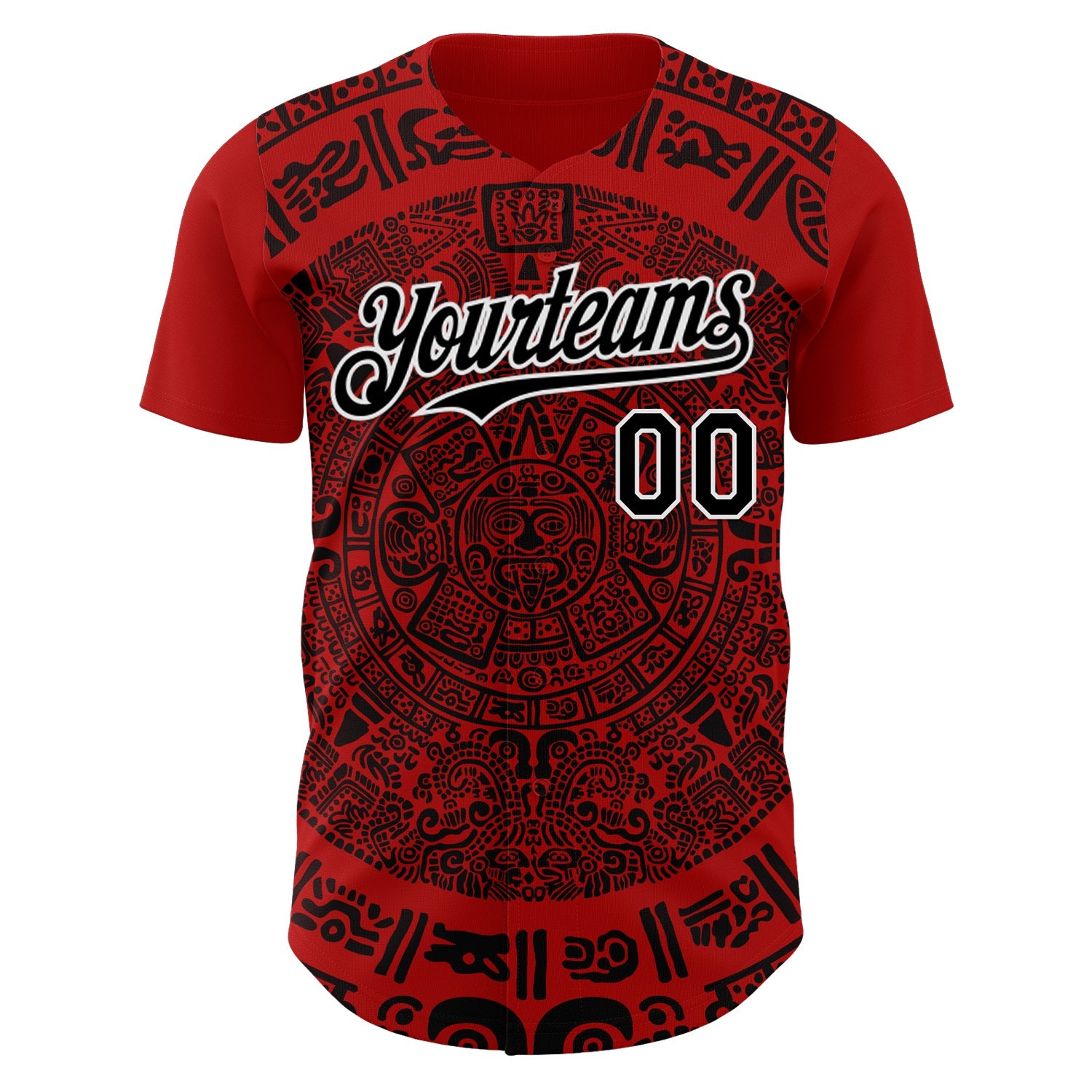 Custom Red Black-White 3D Mexico Authentic Baseball Jersey view 2