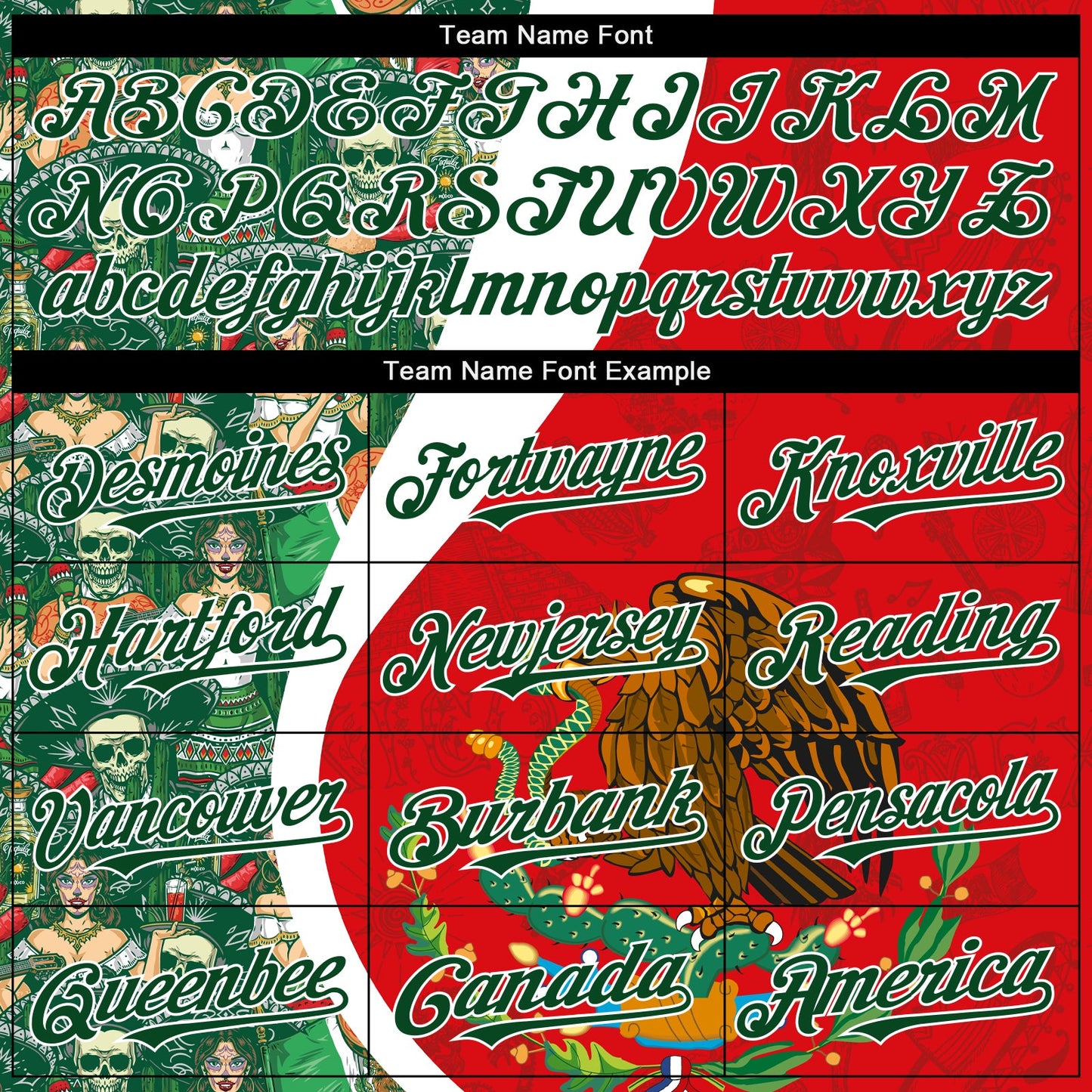 Custom Red Green-White 3D Mexico Authentic Baseball Jersey view 4