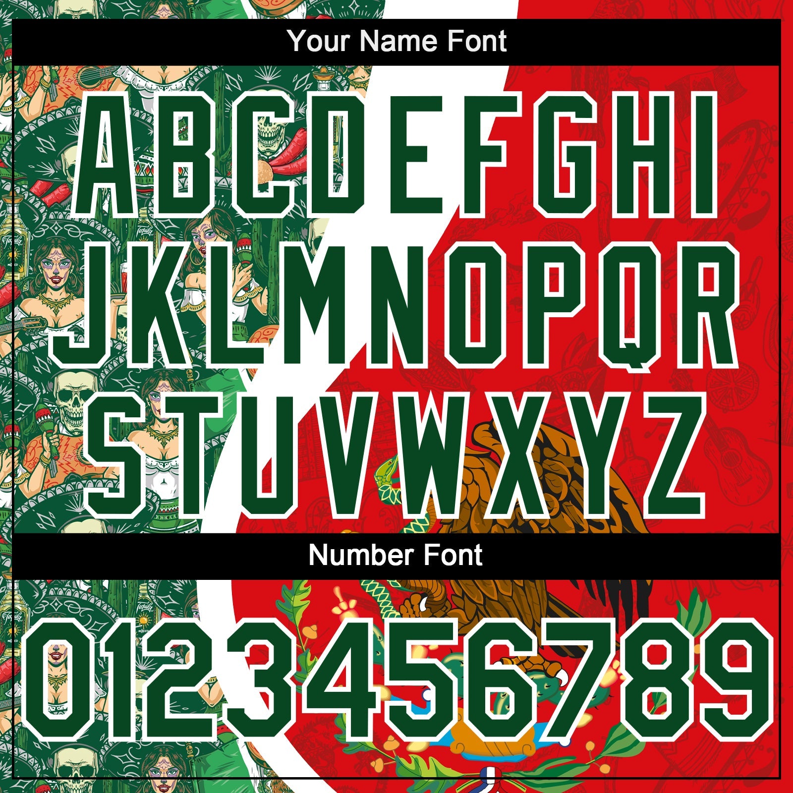 Custom Red Green-White 3D Mexico Authentic Baseball Jersey view 5