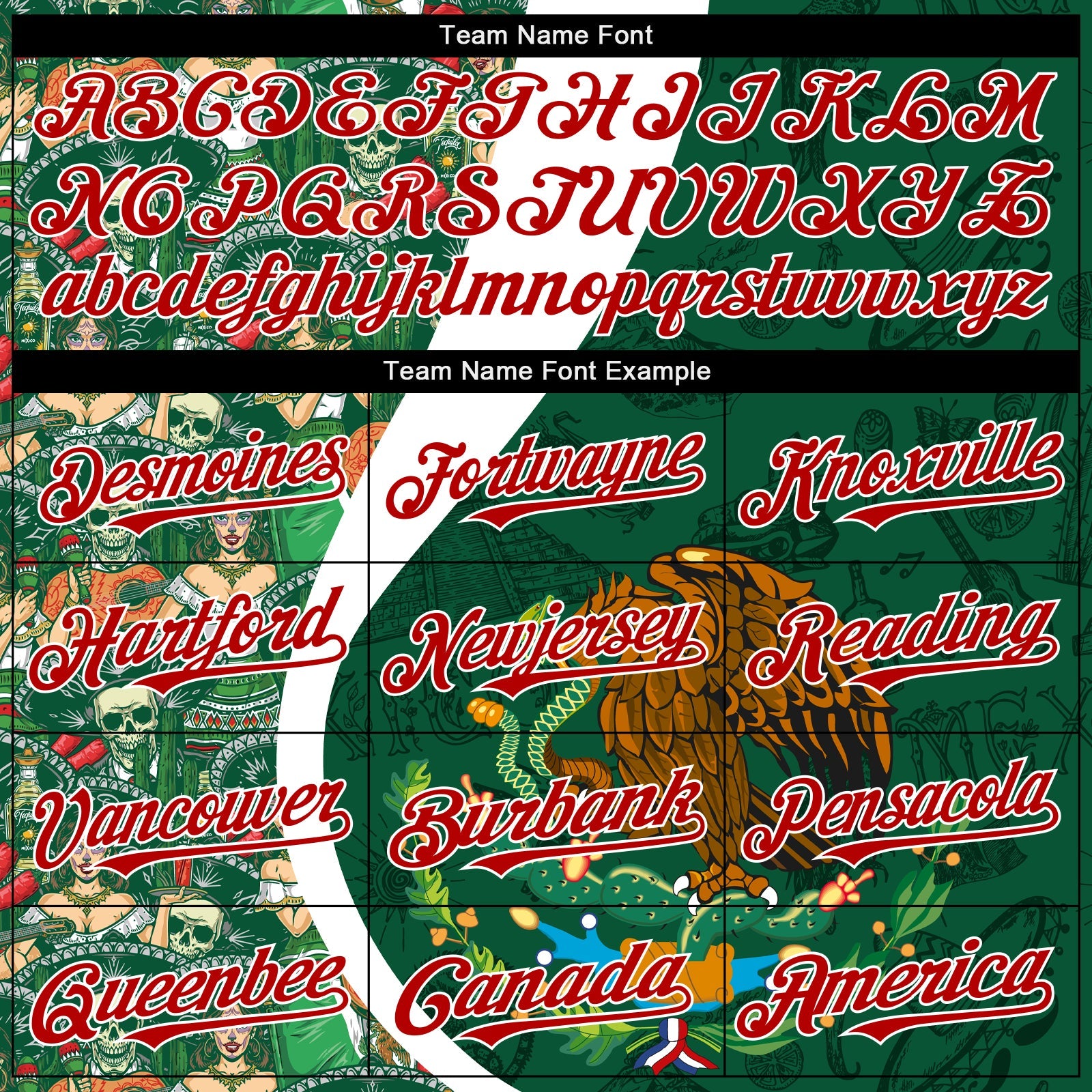 Custom Green Red Kelly Green-White 3D Mexico Authentic Baseball Jersey view 4