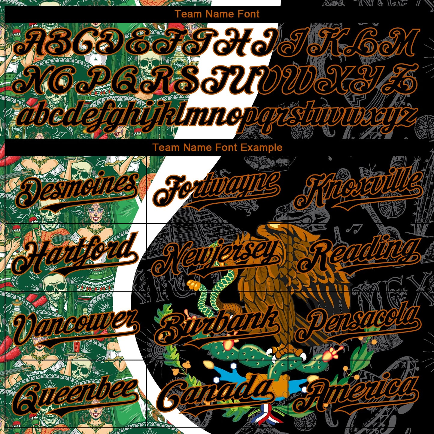 Custom Black Kelly Green Texas Orange-White 3D Mexico Authentic Baseball Jersey view 4