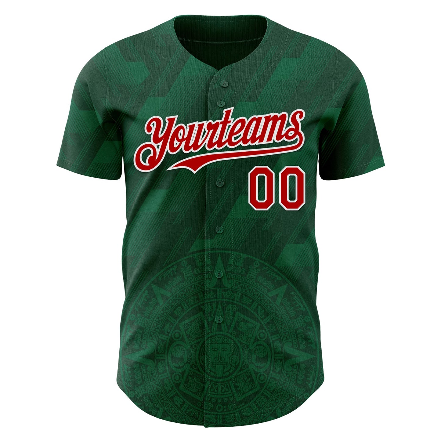 Custom Kelly Green Red-White 3D Mexico Authentic Baseball Jersey view 2