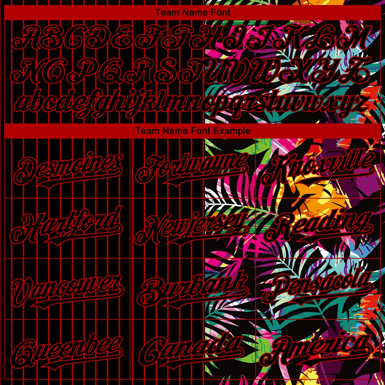 Custom Black Red 3D Pattern Design Pinstripe Tropical Palm Leaves Authentic Baseball Jersey view 4