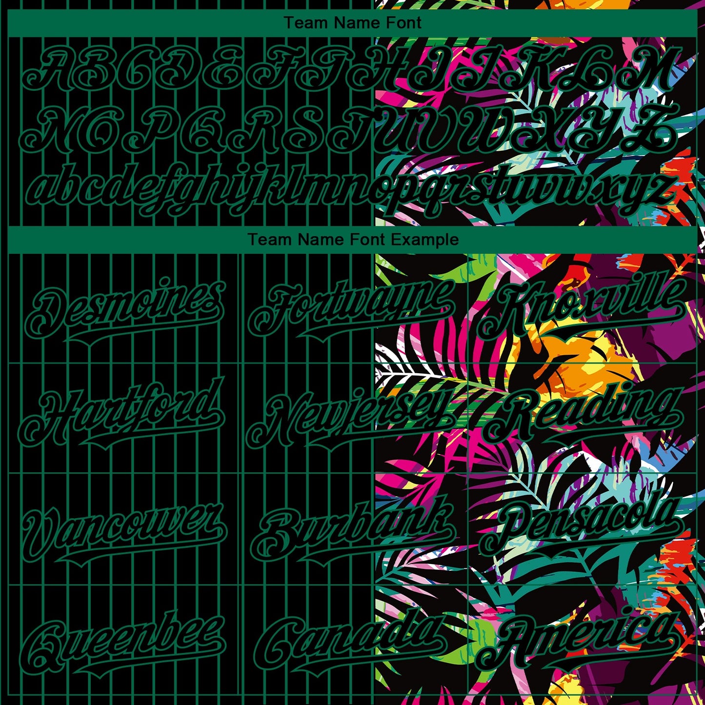Custom Black Kelly Green 3D Pattern Design Pinstripe Tropical Palm Leaves Authentic Baseball Jersey view 4