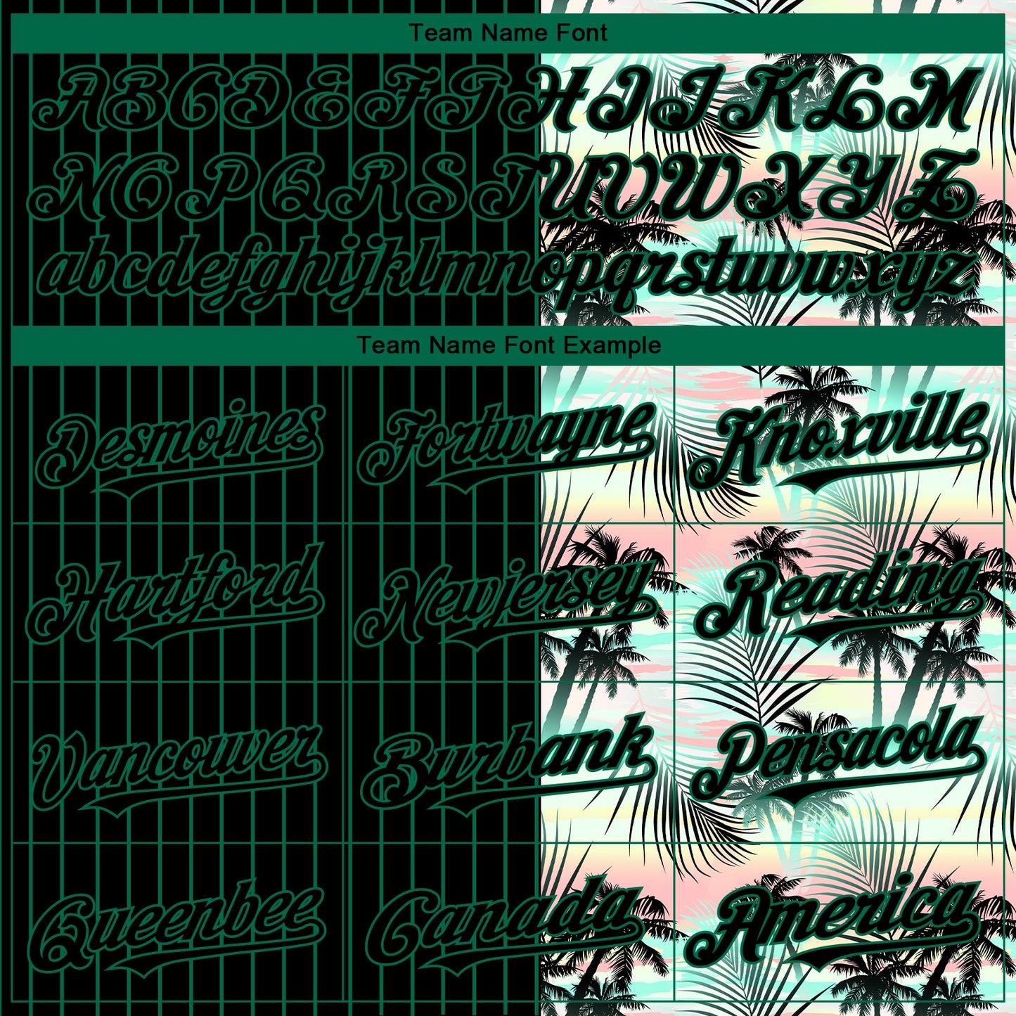 Custom Black Kelly Green 3D Pattern Design Pinstripe Tropical Palm Leaves Authentic Baseball Jersey view 4