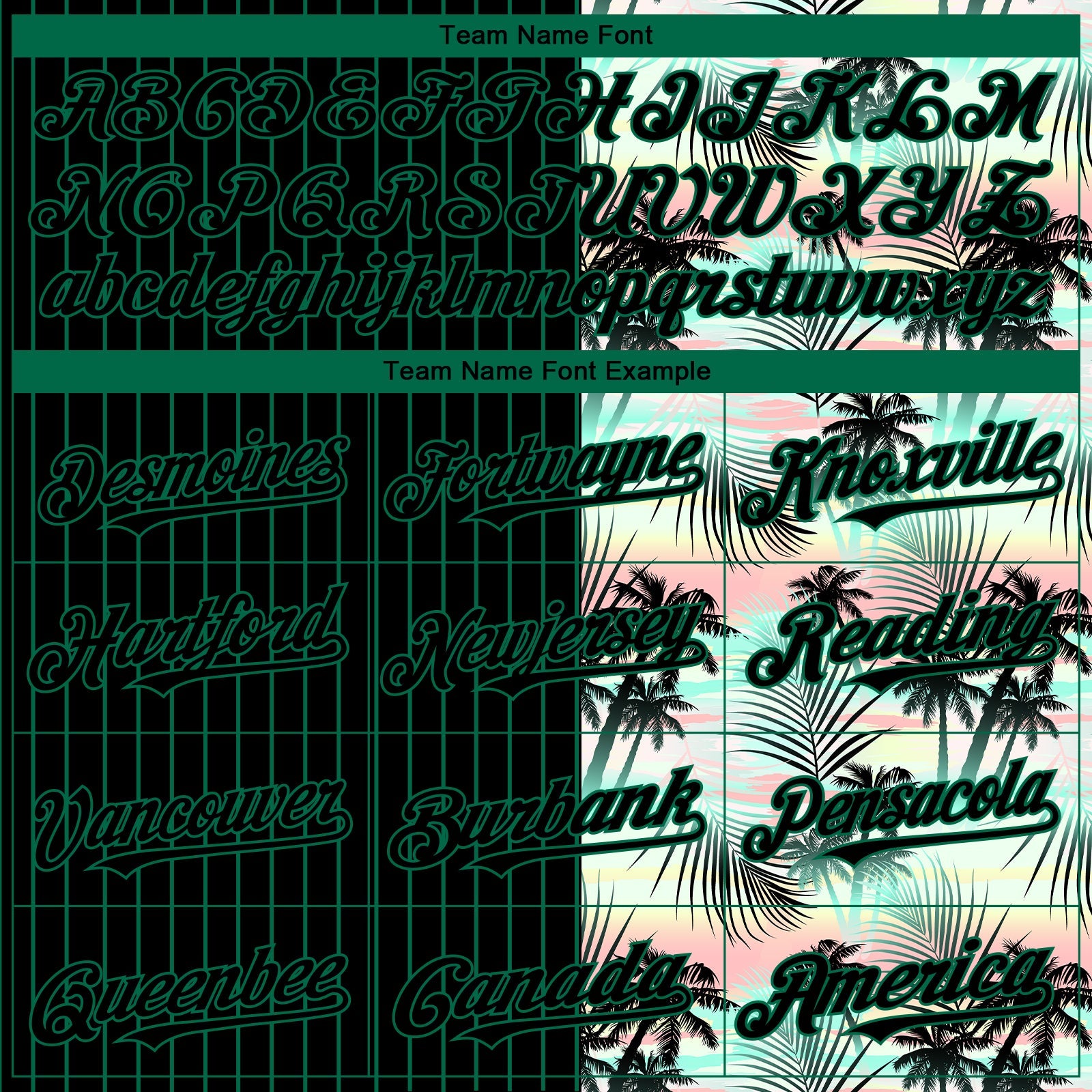 Custom Black Kelly Green 3D Pattern Design Pinstripe Tropical Palm Leaves Authentic Baseball Jersey view 4