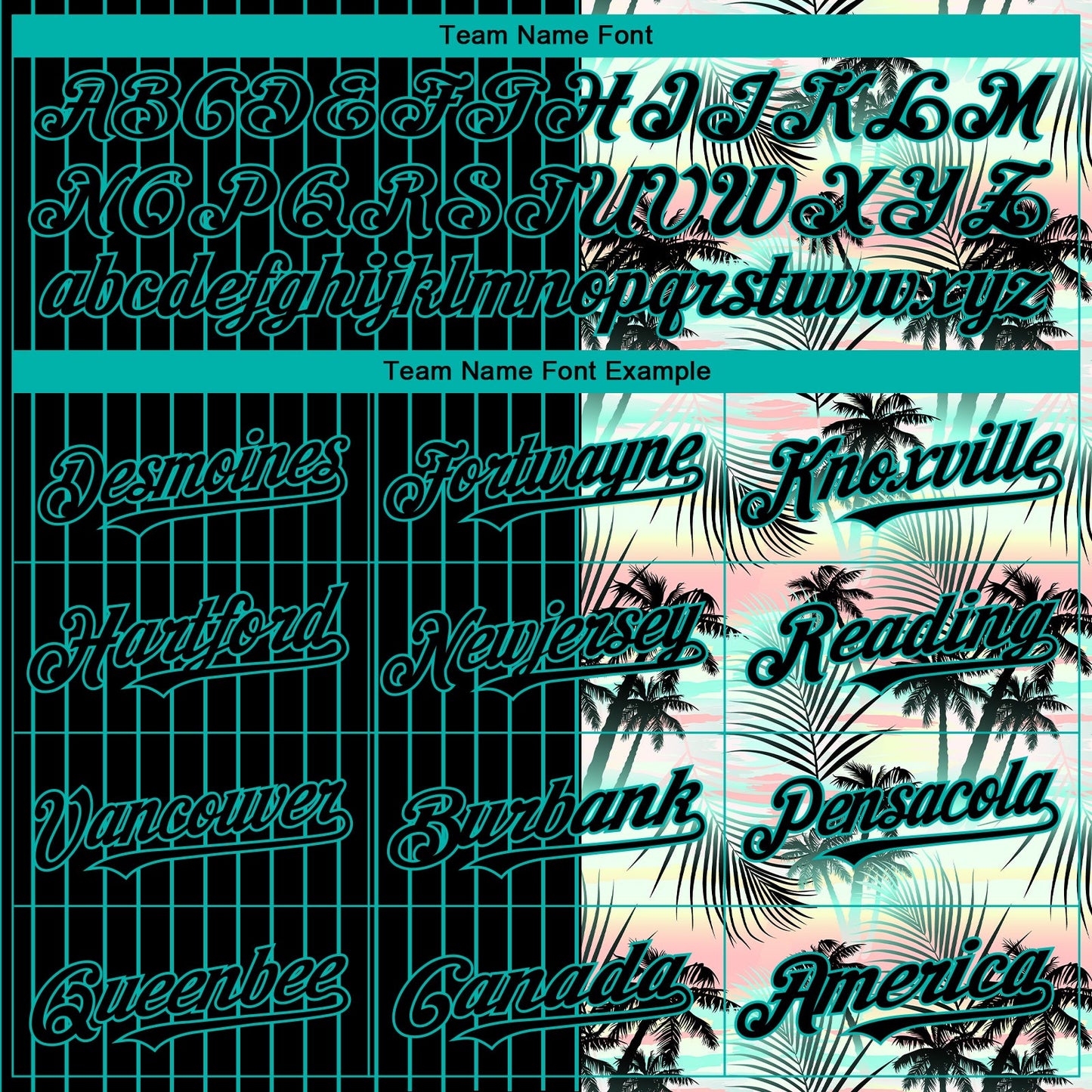 Custom Black Aqua 3D Pattern Design Pinstripe Tropical Palm Leaves Authentic Baseball Jersey view 4