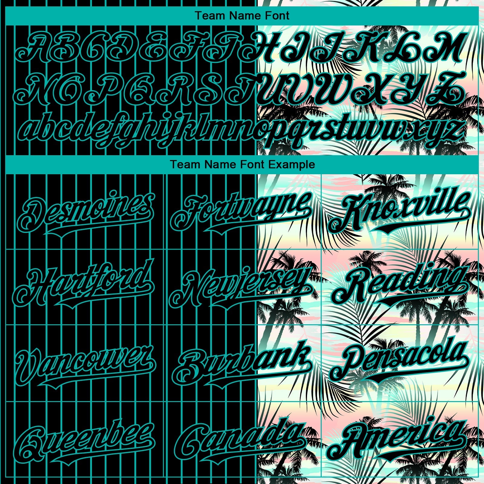 Custom Black Aqua 3D Pattern Design Pinstripe Tropical Palm Leaves Authentic Baseball Jersey view 4