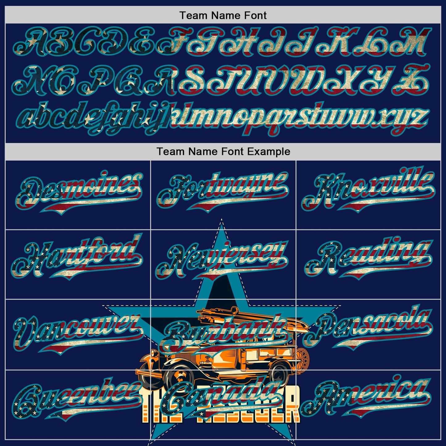 Custom Navy Vintage USA Flag-Teal 3D Patriotic American Symbol Fire Truck Authentic Baseball Jersey view 4