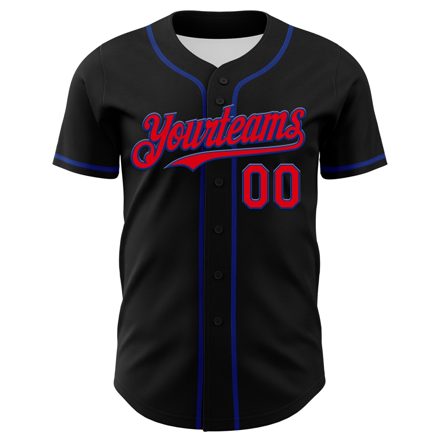 Custom Black Fire Red-Royal 3D Patriotic American Flag And Muscle Car Authentic Baseball Jersey view 2