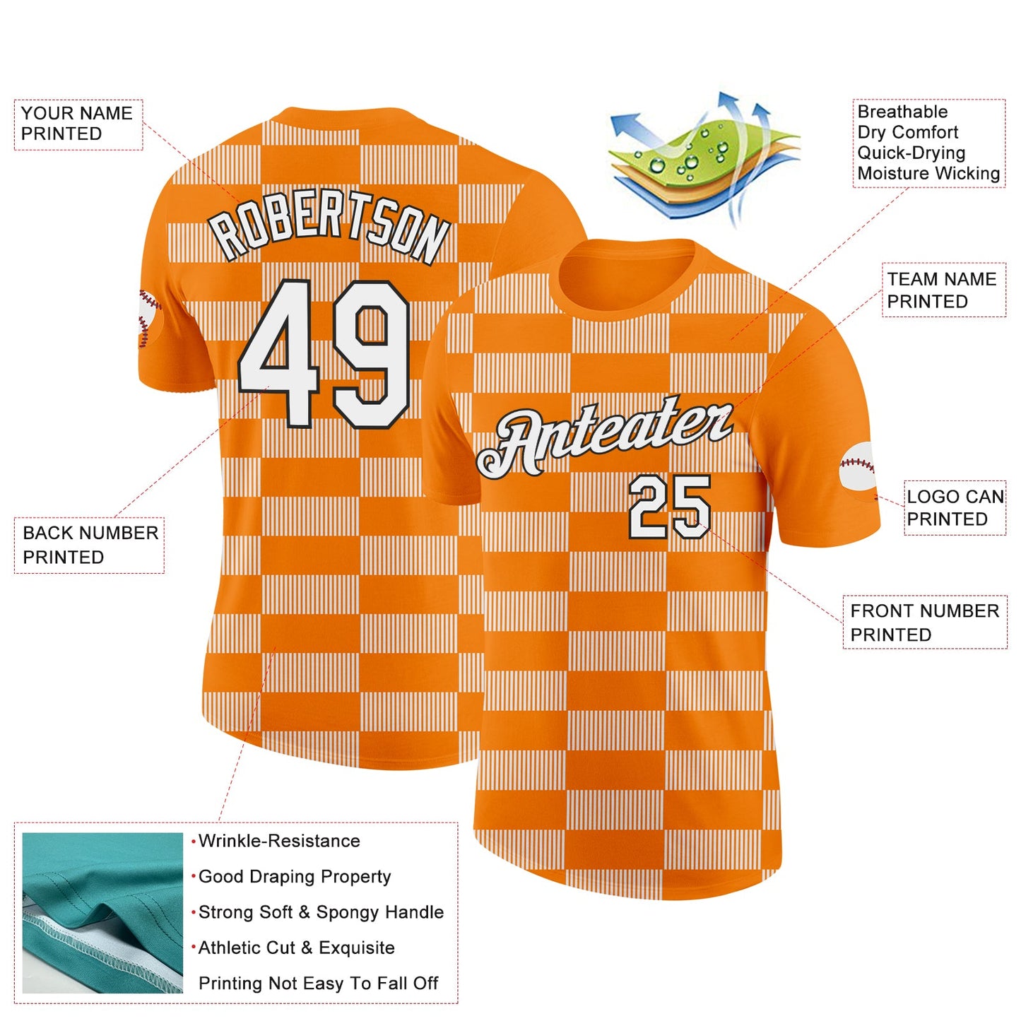 Custom Bay Orange White-Black 3D Esports Performance T-Shirt view 2