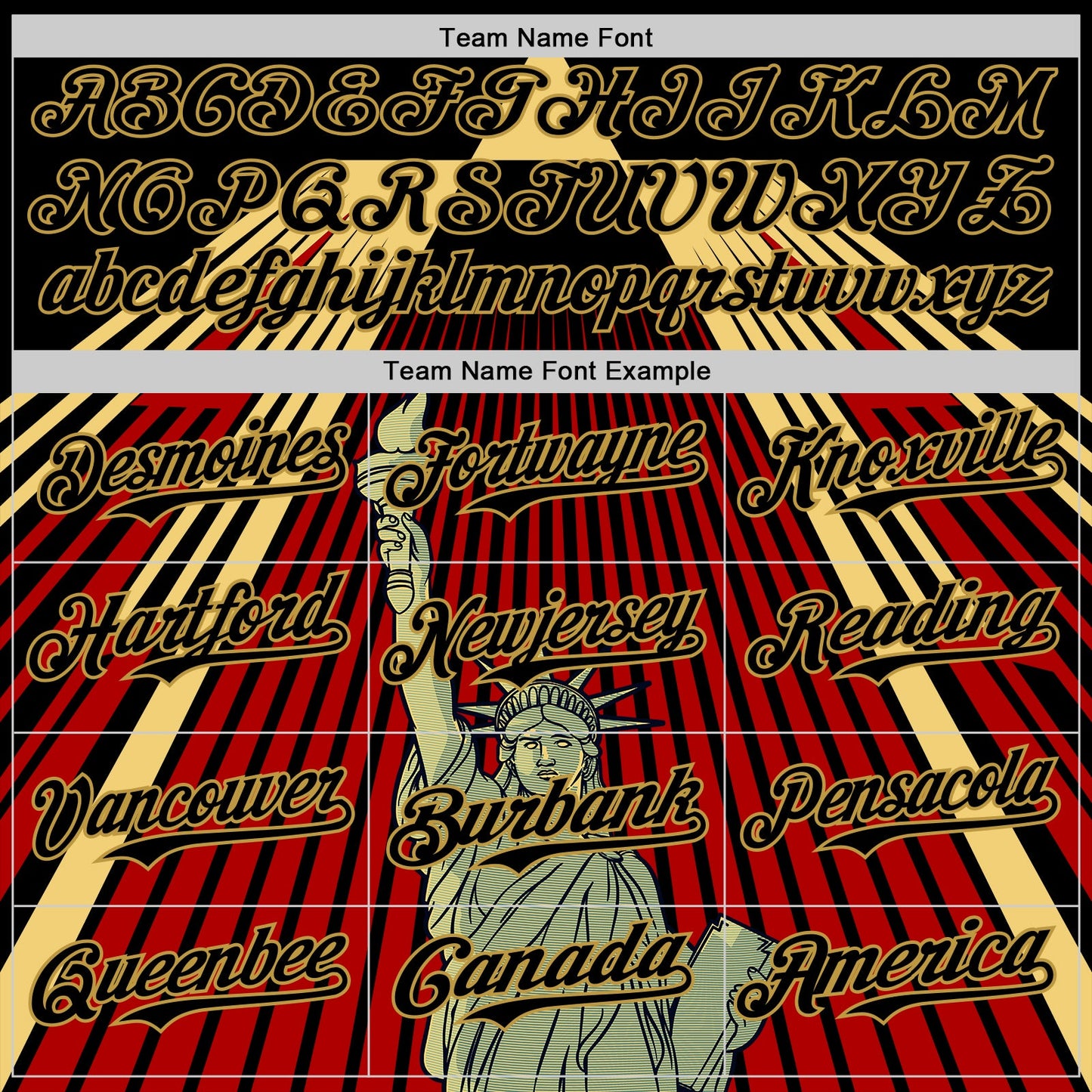 Custom Black Red-Old Gold 3D Pattern Design Patriotic American Symbol Statue of Liberty Authentic Baseball Jersey view 4