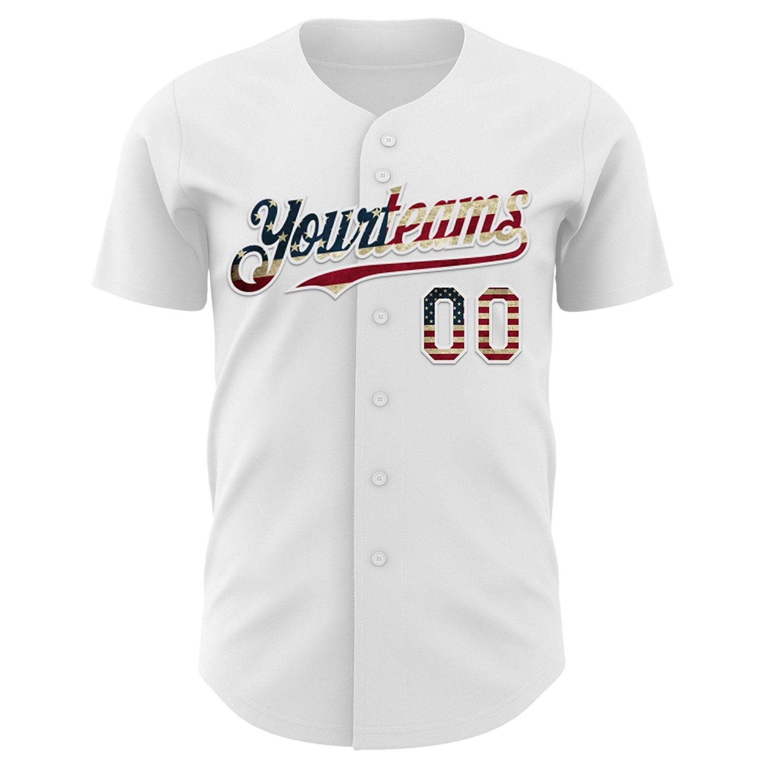 Custom White Vintage USA Flag-Royal 3D Patriotic Statue of Liberty Authentic Baseball Jersey view 2