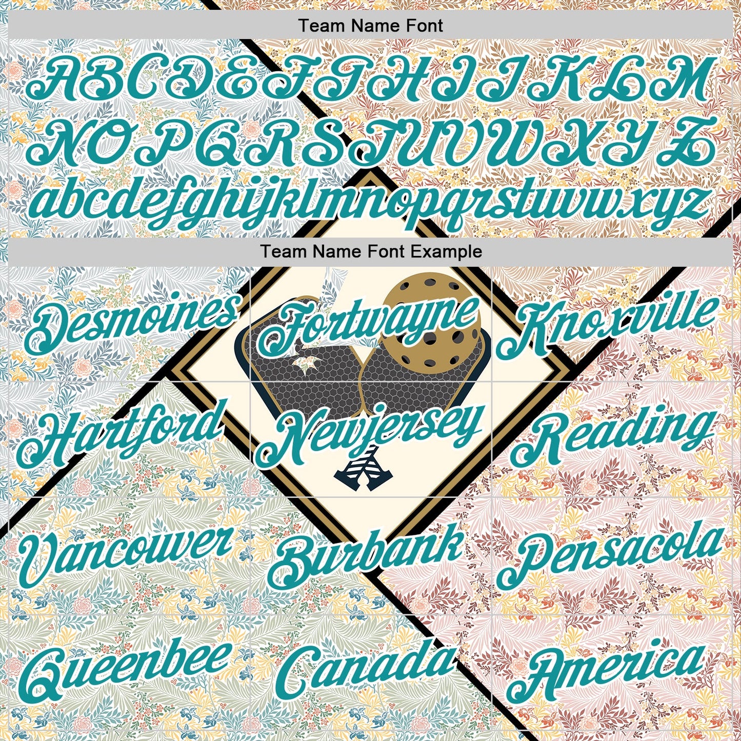 Custom Cream Teal-White 3D Pickleball Paddles Balls Floral Performance T-Shirt view 3