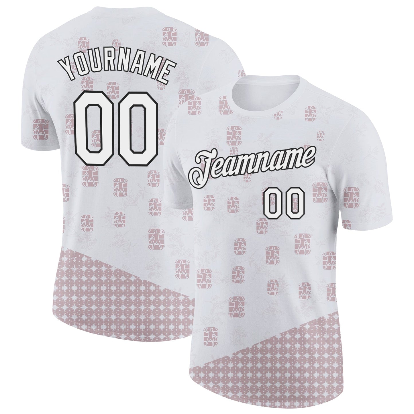 Custom White Black 3D Pickleball Paddles Balls Performance T-Shirt - Main View