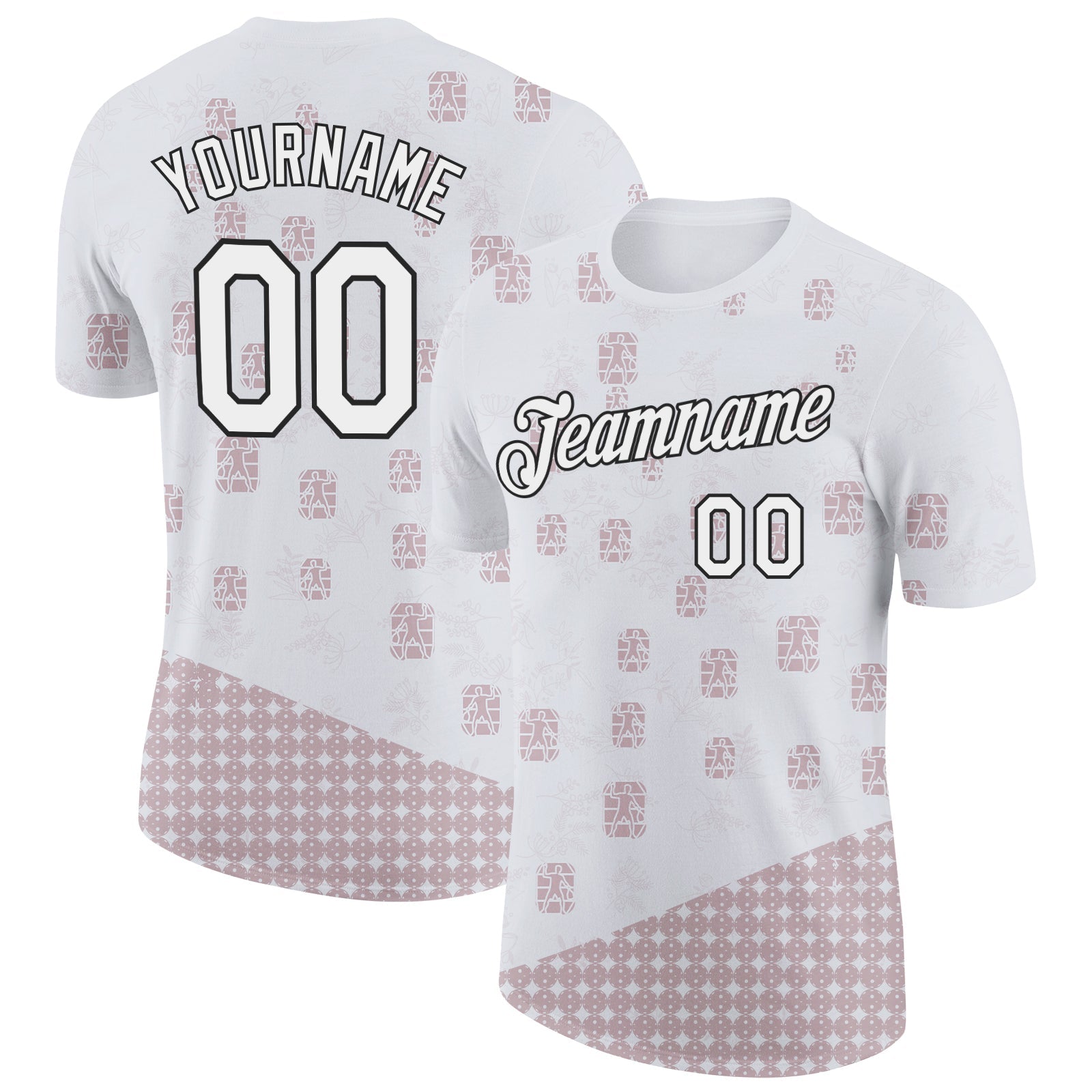 Custom White Black 3D Pickleball Paddles Balls Performance T-Shirt - Main View