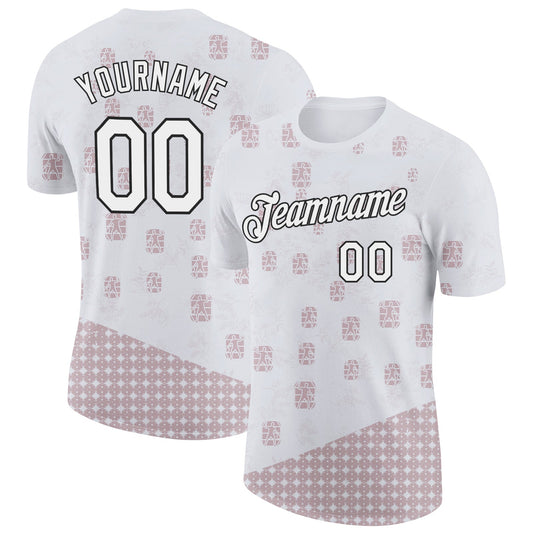 Custom White Black 3D Pickleball Paddles Balls Performance T-Shirt - Main View