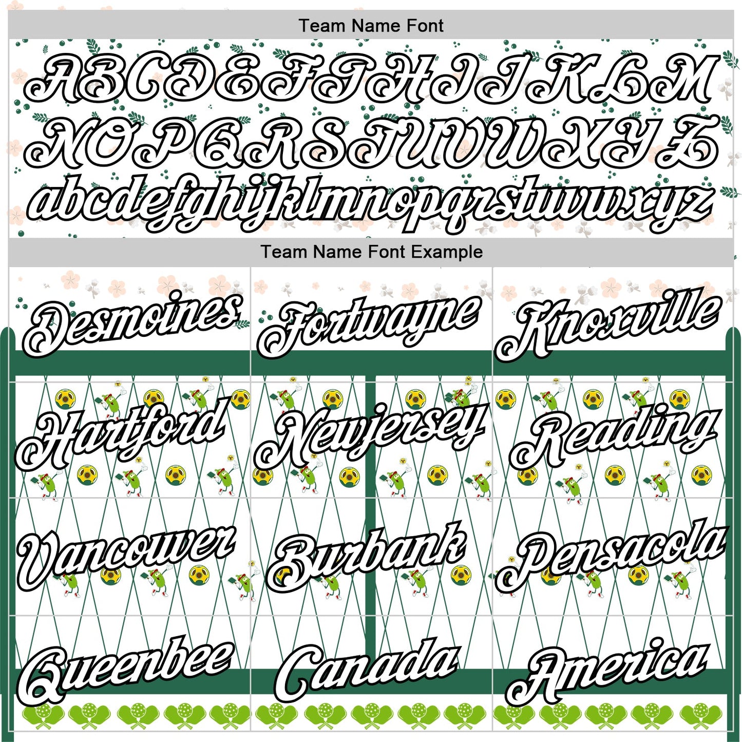 Custom Green White-Black 3D Pickleball Paddles Balls Floral Performance T-Shirt view 3