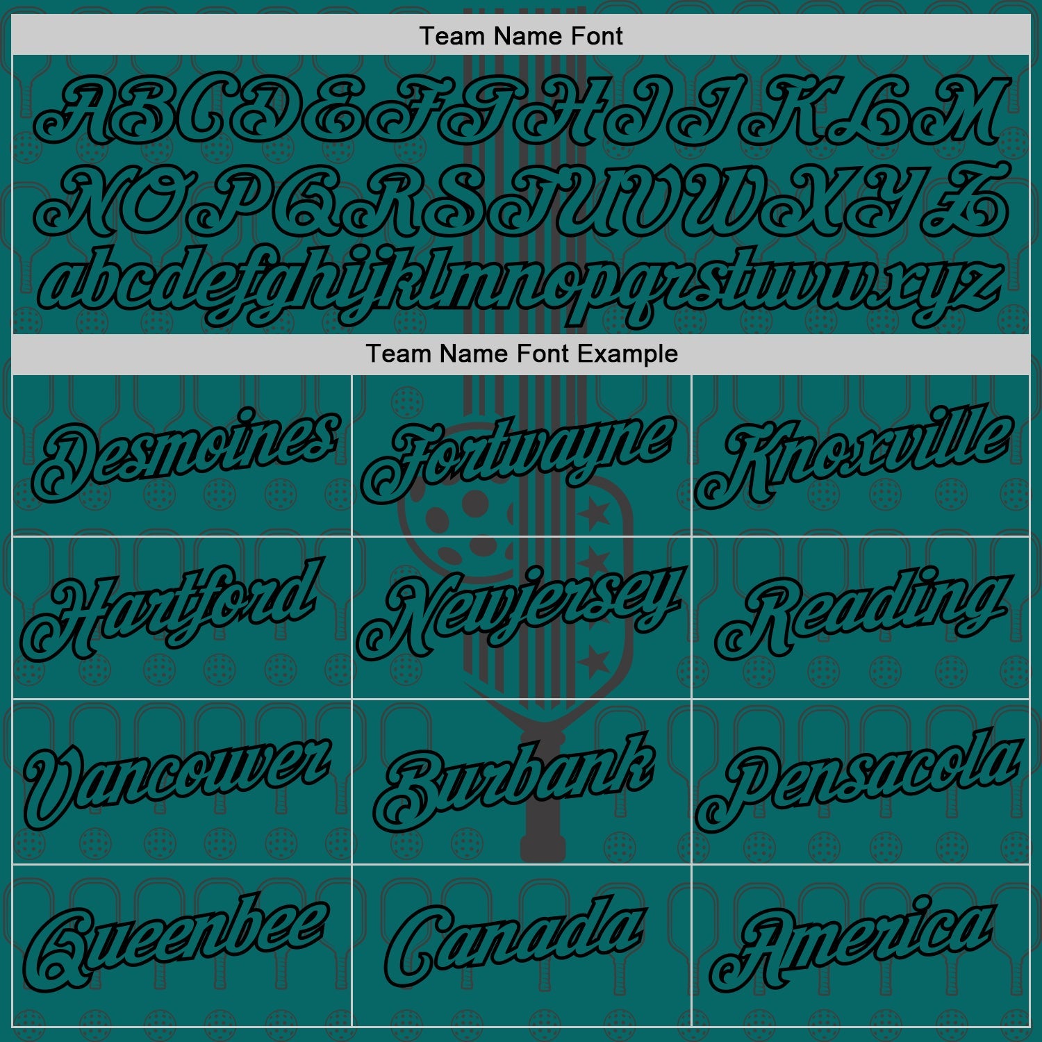 Custom Teal Black 3D Pickleball Paddles Balls Performance T-Shirt view 3