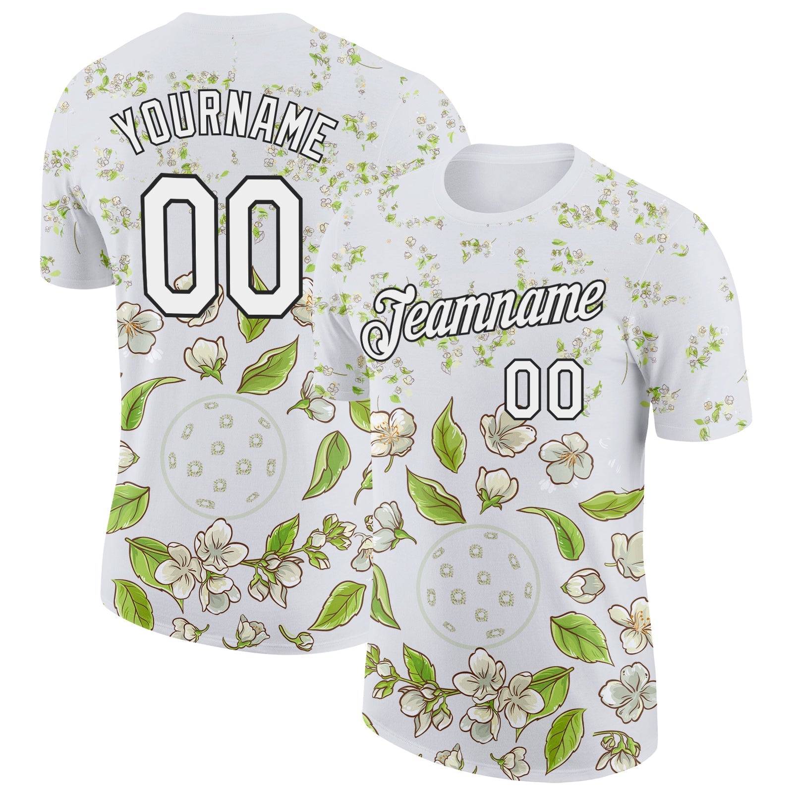 Custom White Black 3D Pickleball Balls Performance T-Shirt - Main View