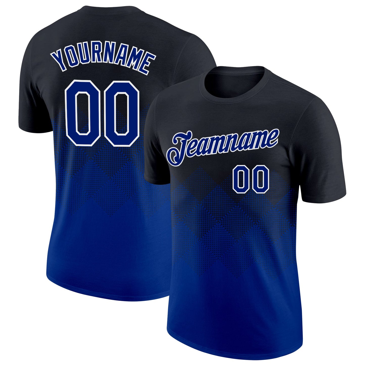 Custom Black Royal-White 3D Pattern Design Gradient Square Shapes Performance T-Shirt - Main View