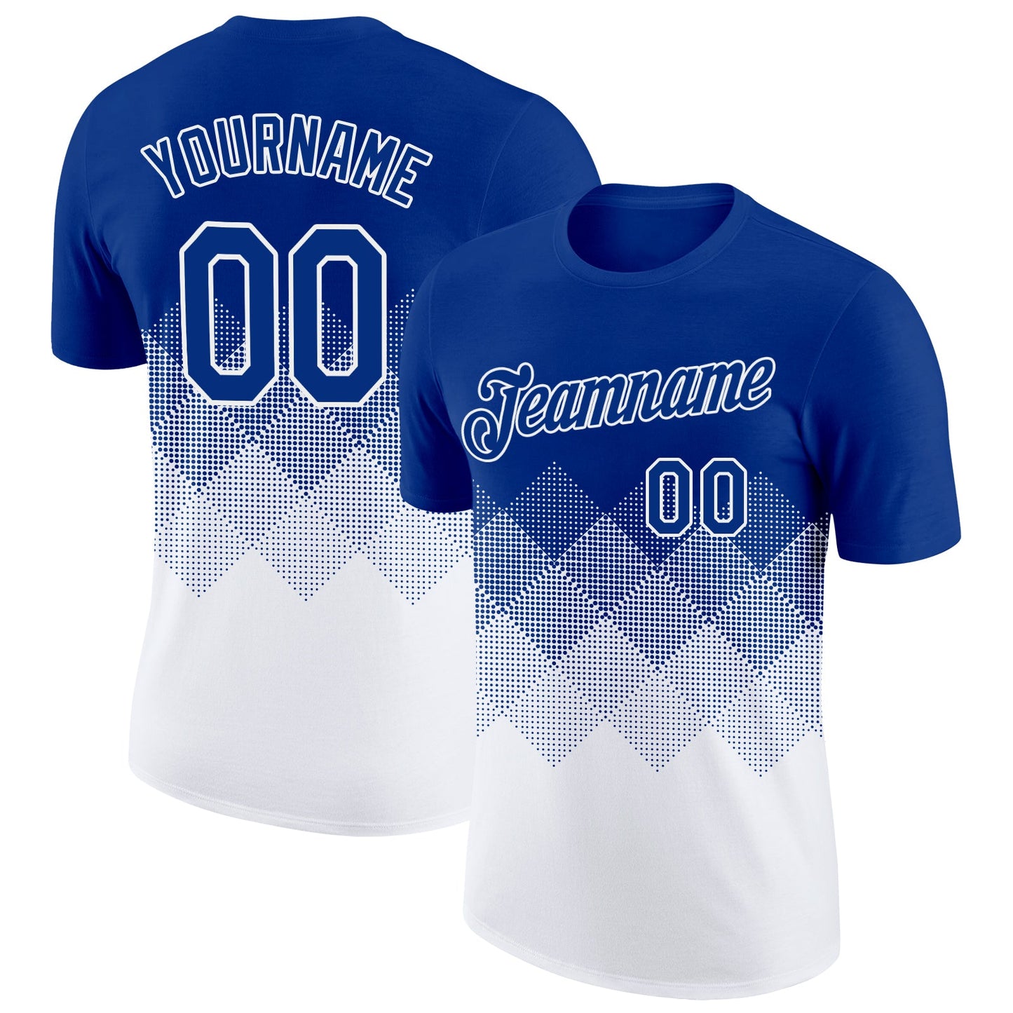 Custom Royal White 3D Pattern Design Gradient Square Shapes Performance T-Shirt - Main View
