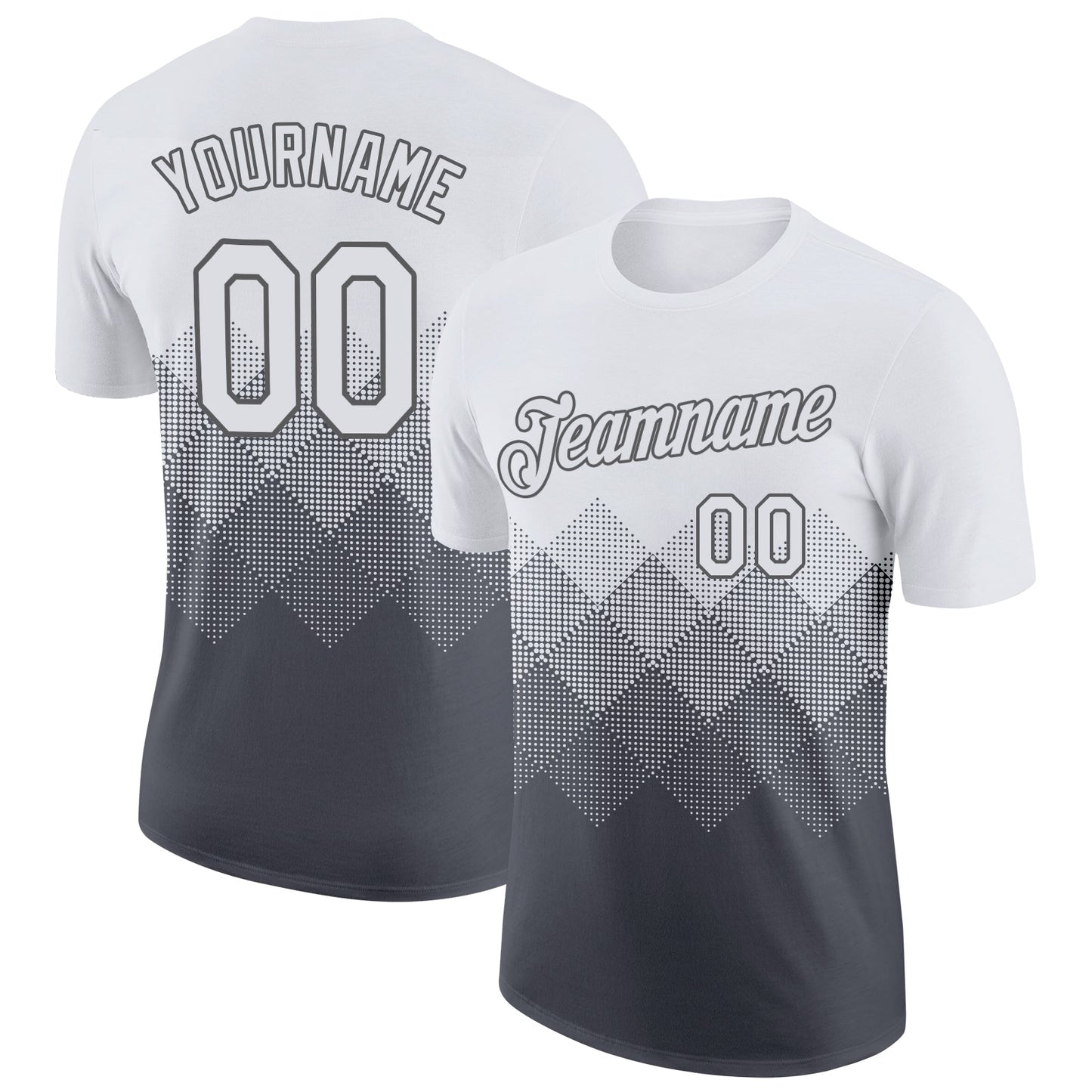 Custom White Steel Gray 3D Pattern Design Gradient Square Shapes Performance T-Shirt - Main View