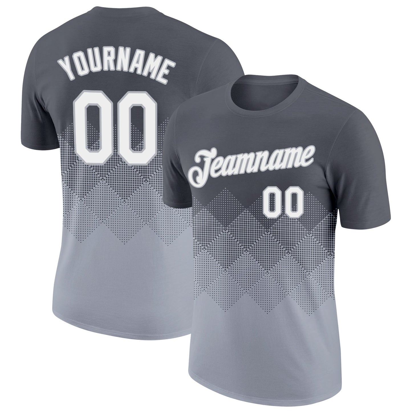 Custom Steel Gray White-Gray 3D Pattern Design Gradient Square Shapes Performance T-Shirt - Main View