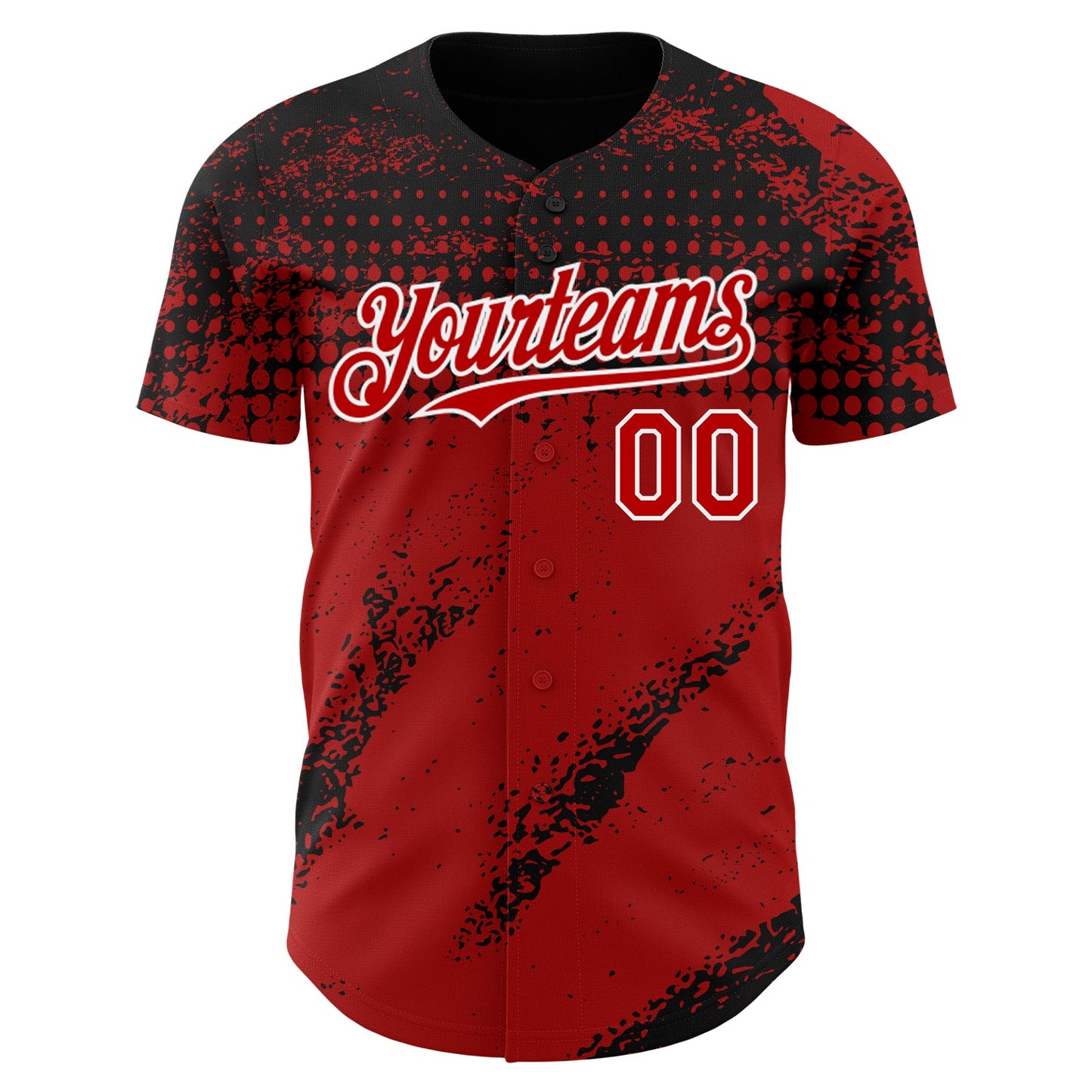 Custom Black Red-White Splash Grunge Fragment Authentic Baseball Jersey view 2