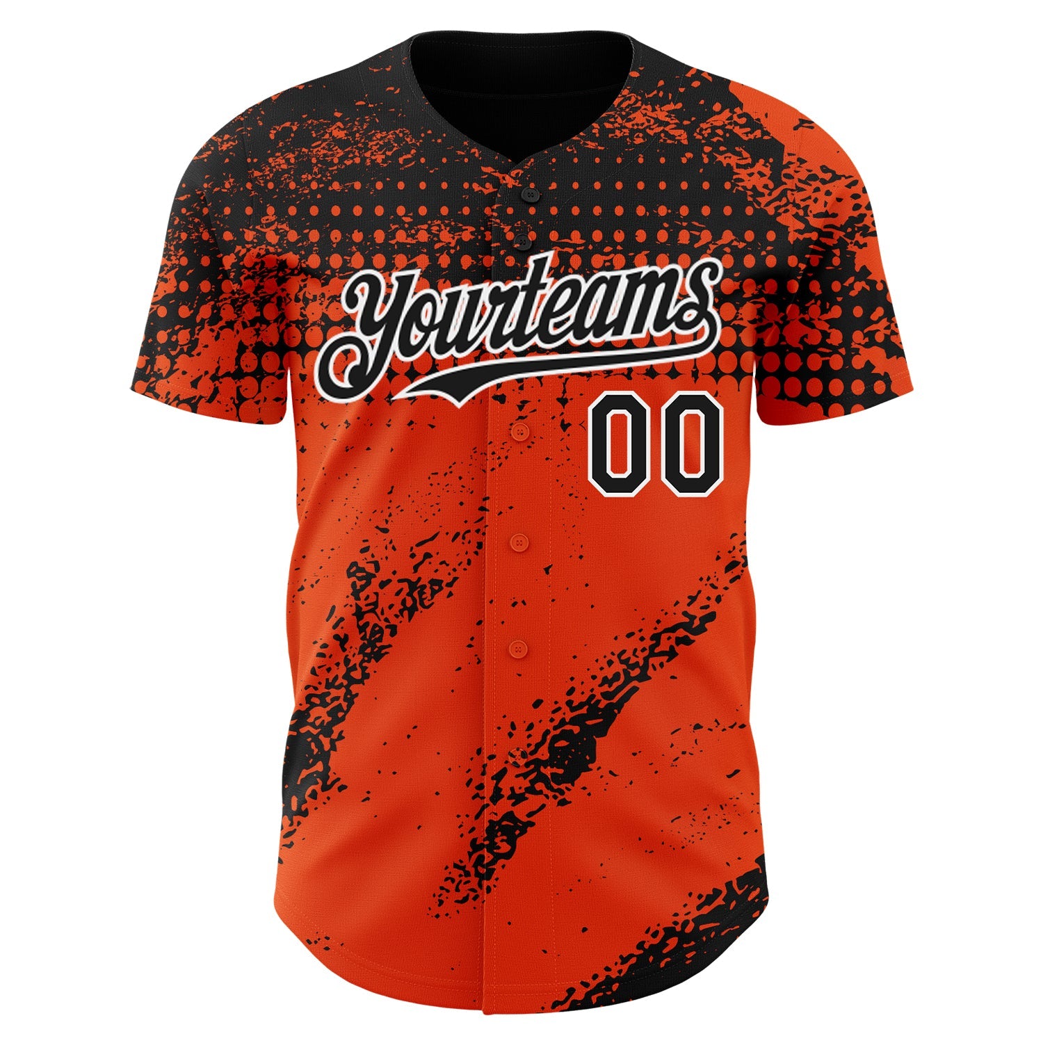 Custom Black Orange-White Splash Grunge Fragment Authentic Baseball Jersey view 2