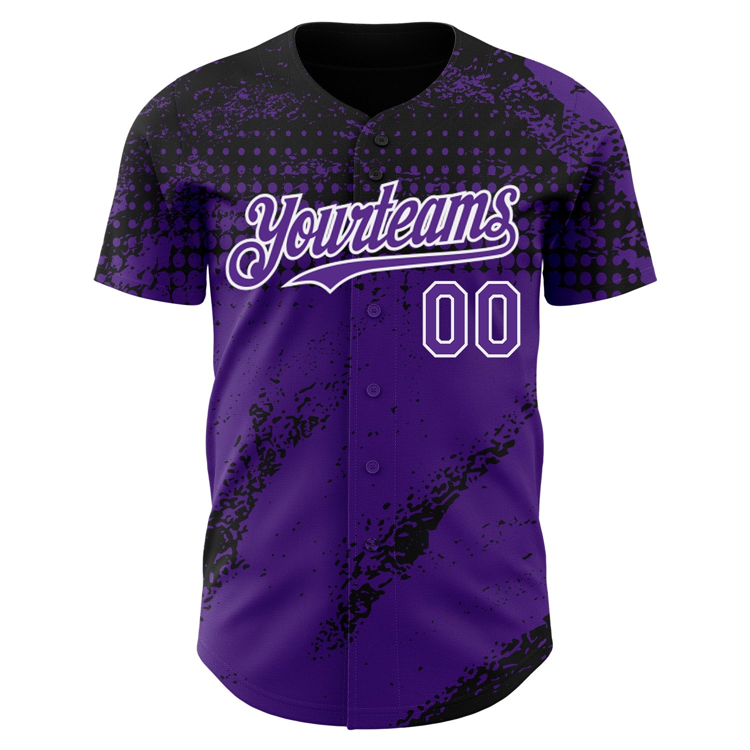 Custom Black Purple-White Splash Grunge Fragment Authentic Baseball Jersey view 2