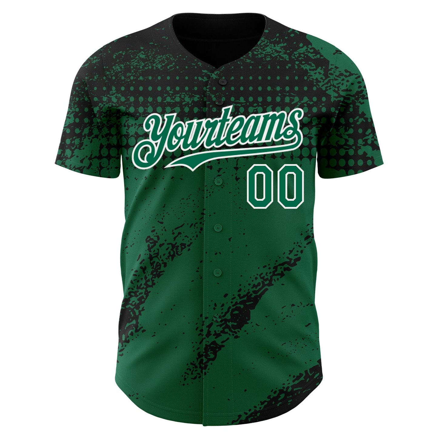Custom Black Kelly Green-White Splash Grunge Fragment Authentic Baseball Jersey view 2