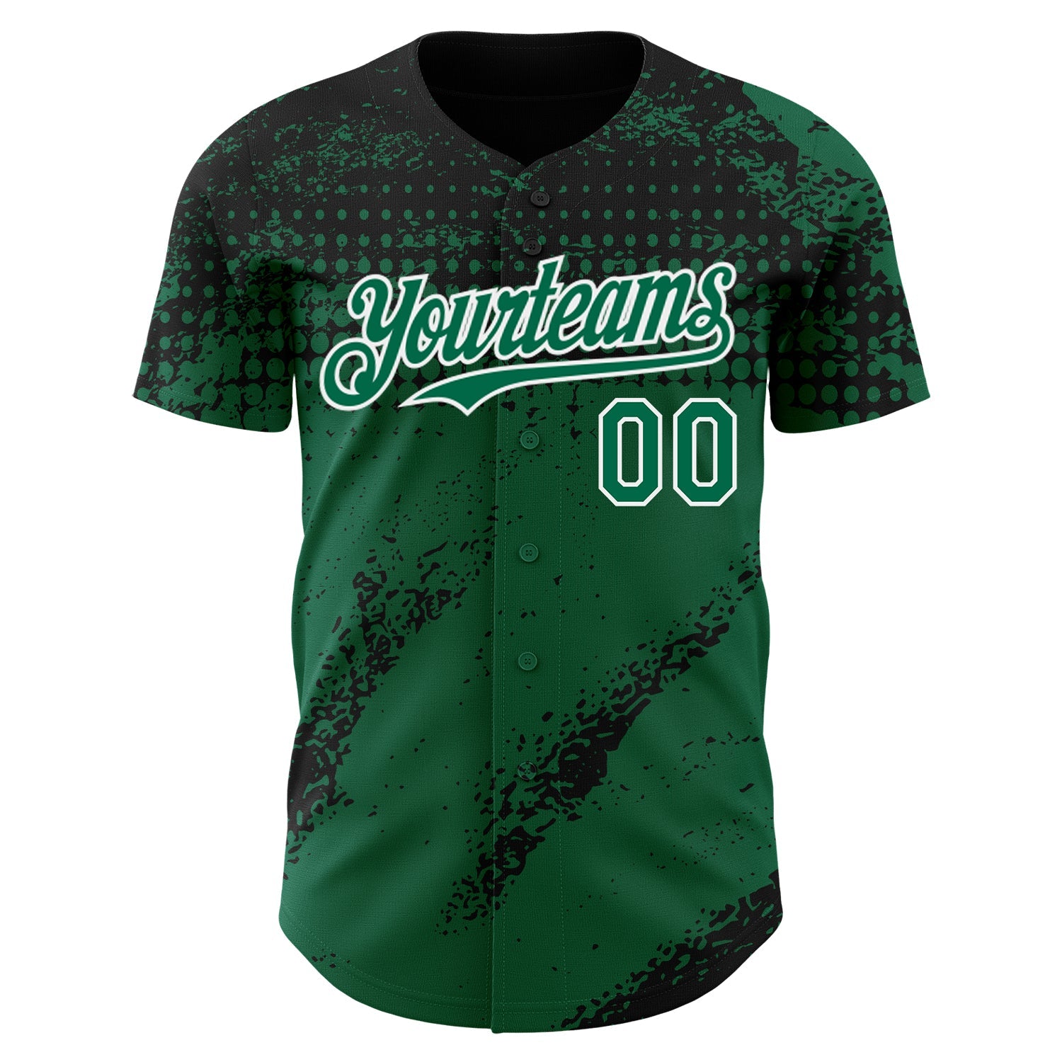 Custom Black Kelly Green-White Splash Grunge Fragment Authentic Baseball Jersey view 2
