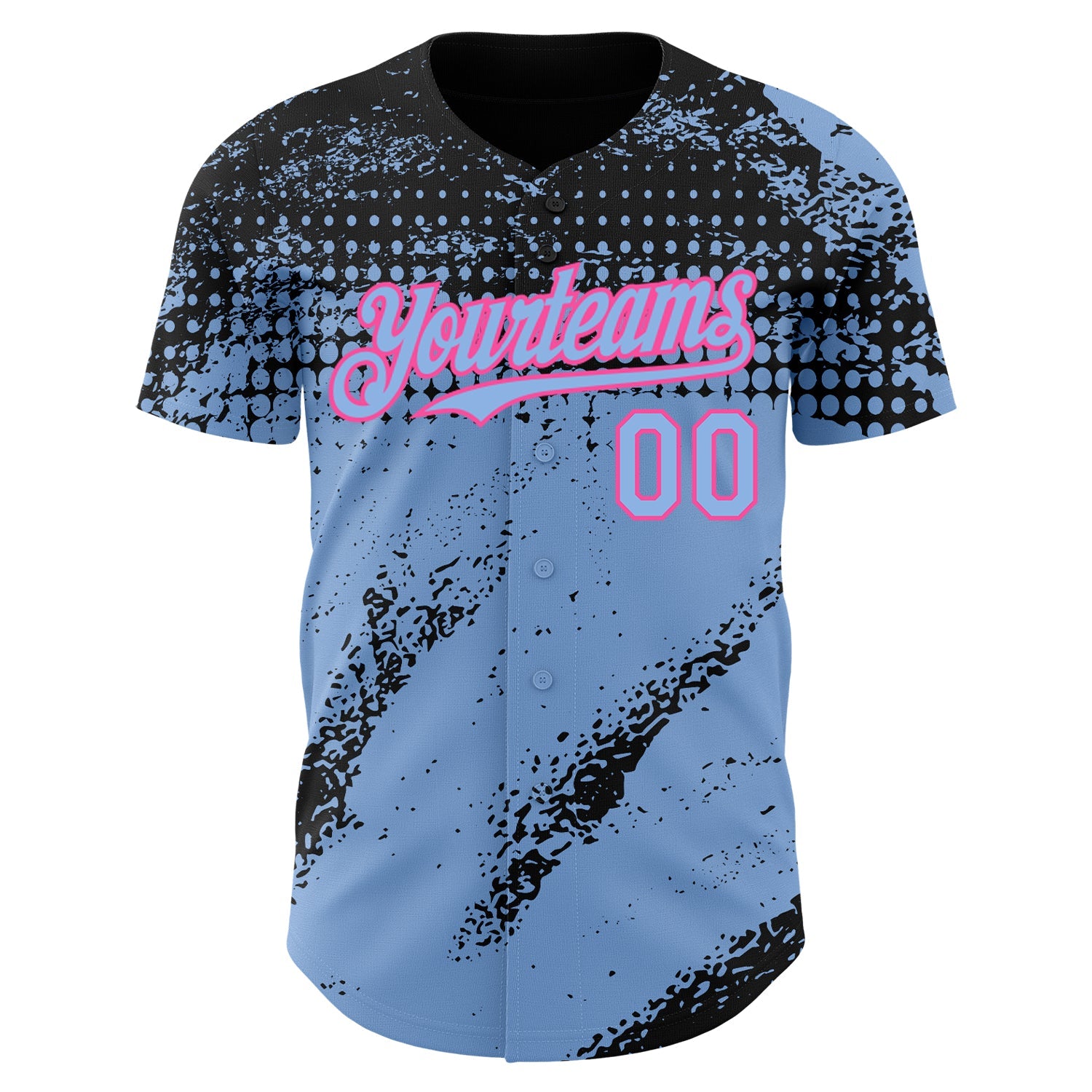 Custom Black Light Blue-Pink Splash Grunge Fragment Authentic Baseball Jersey view 2
