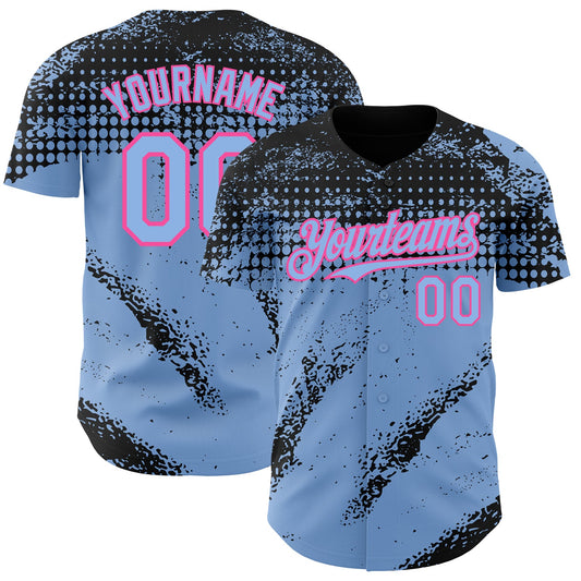 Custom Black Light Blue-Pink Splash Grunge Fragment Authentic Baseball Jersey - Main View