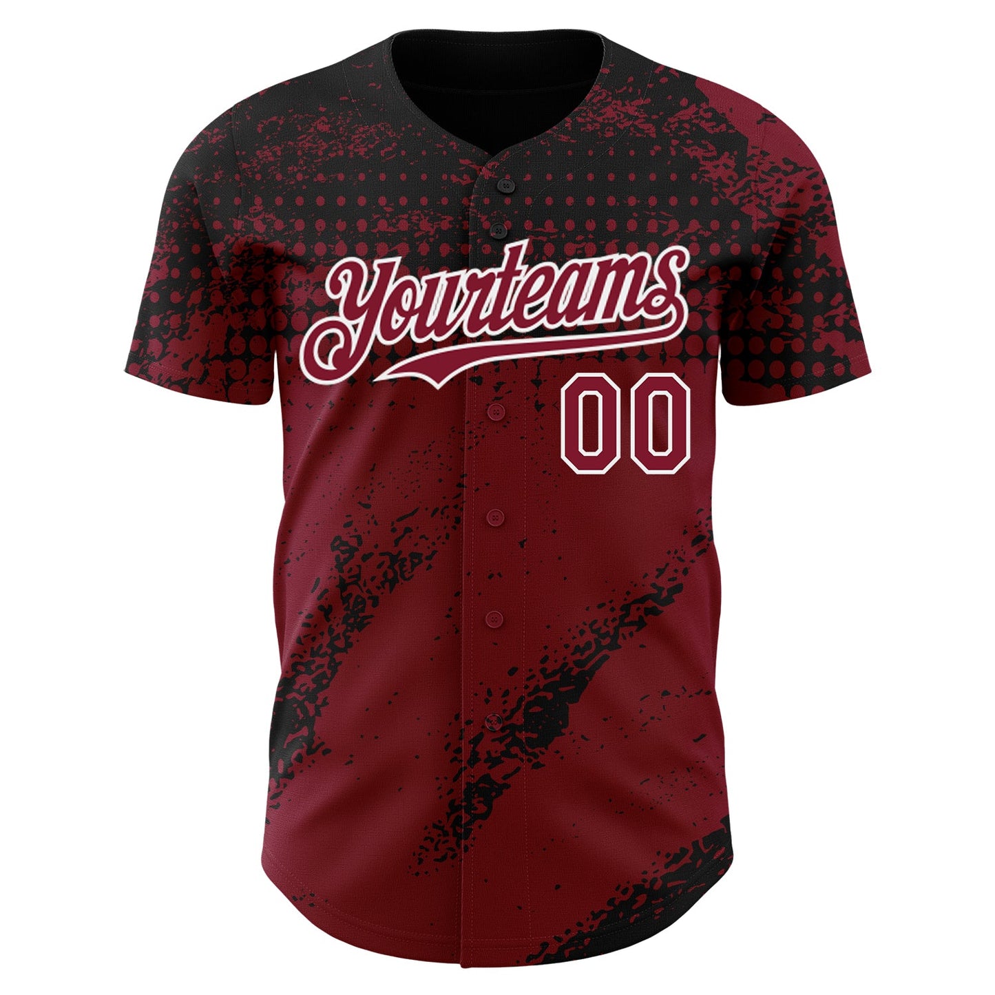 Custom Black Crimson-White Splash Grunge Fragment Authentic Baseball Jersey view 2