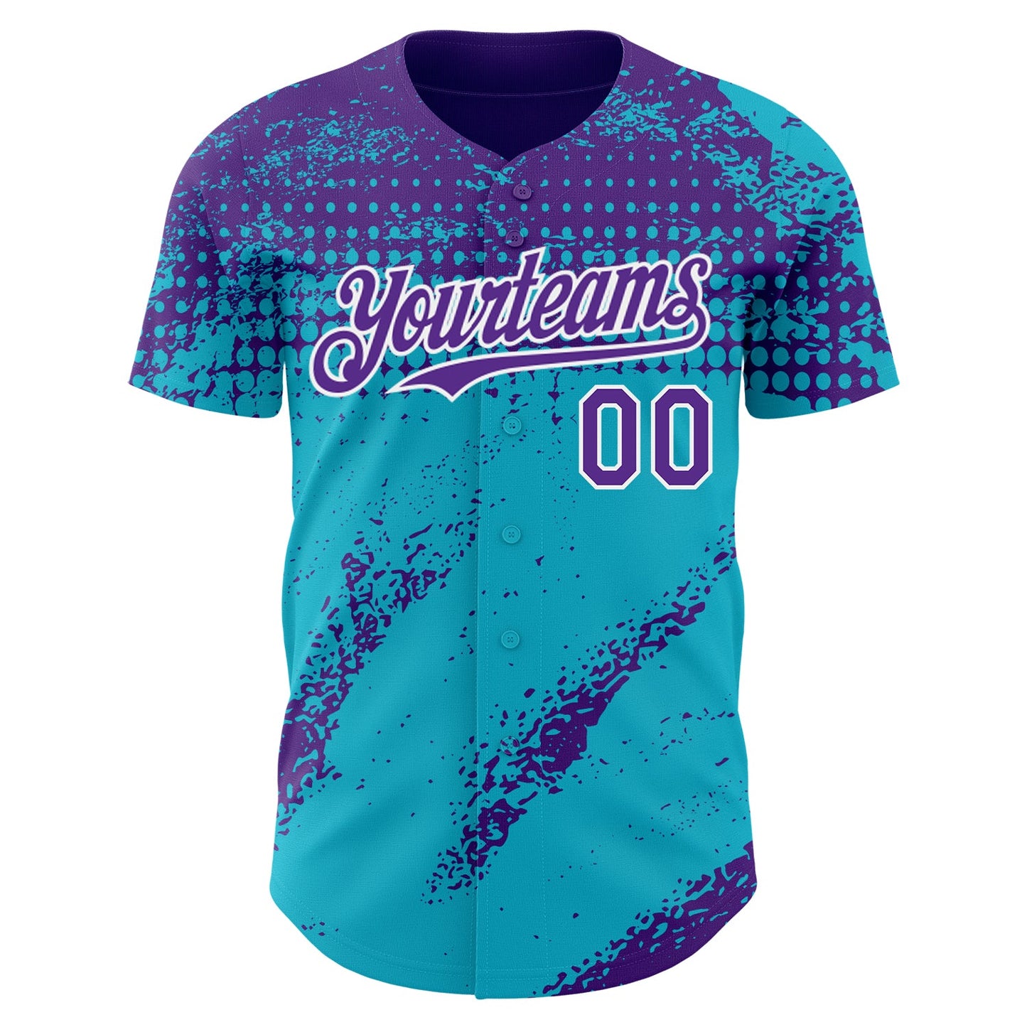 Custom Purple Lakes Blue-White Splash Grunge Fragment Authentic Baseball Jersey view 2