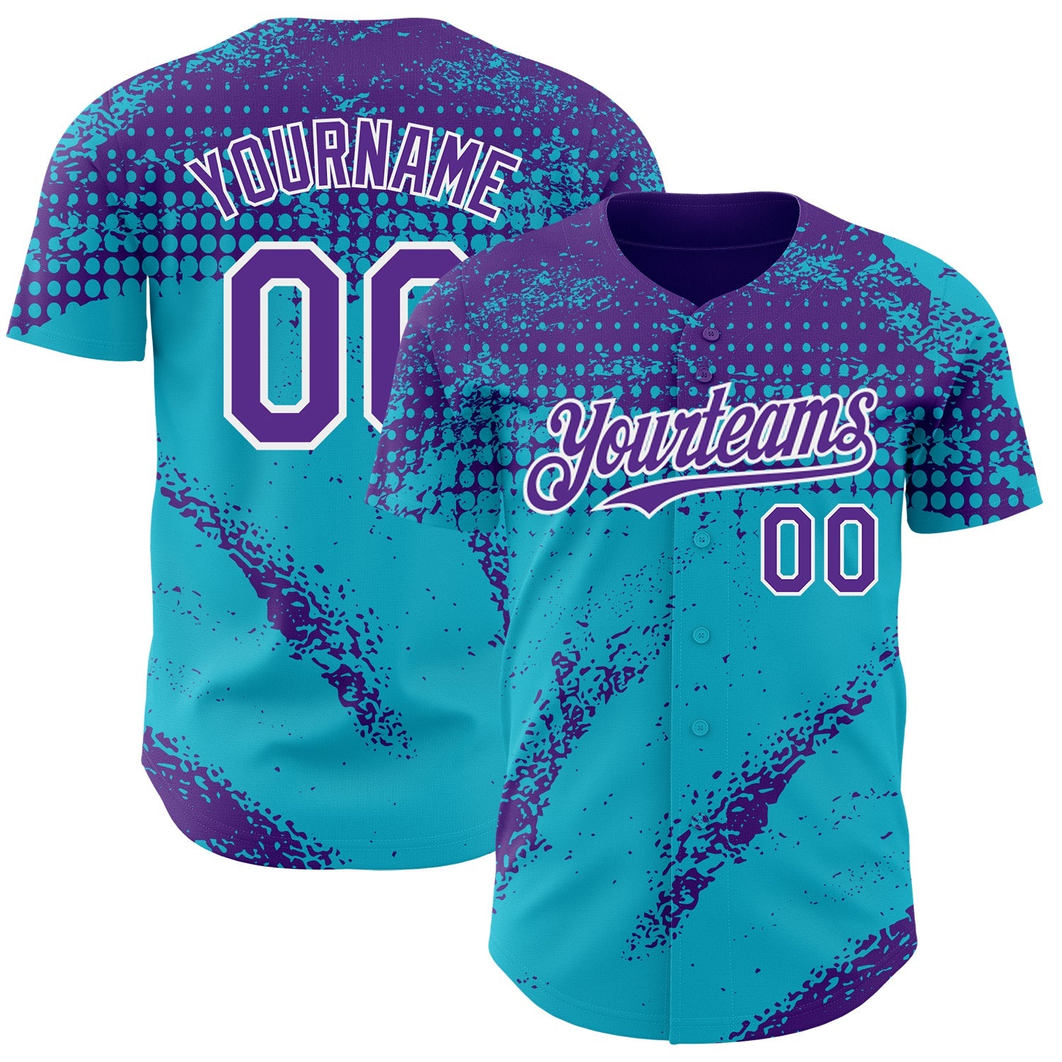 Custom Purple Lakes Blue-White Splash Grunge Fragment Authentic Baseball Jersey - Main View