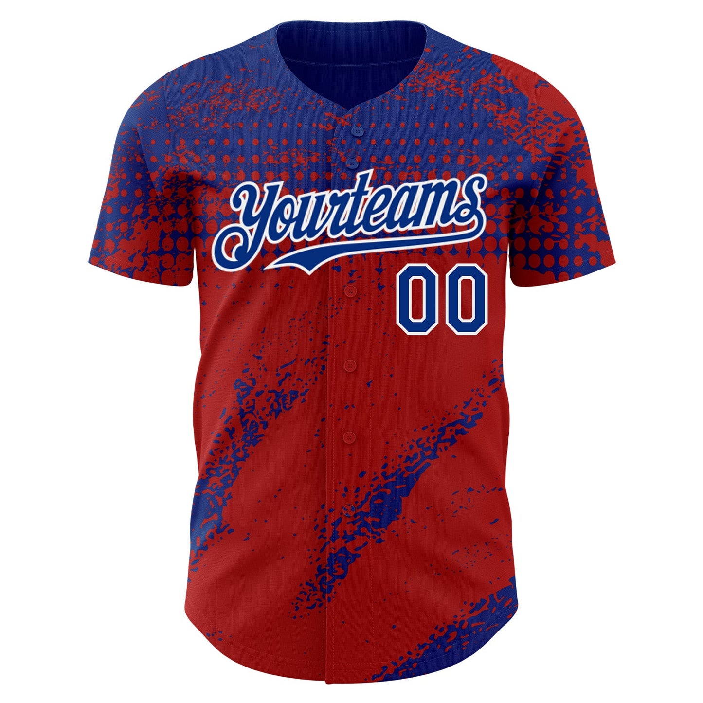 Custom Royal Red-White Splash Grunge Fragment Authentic Baseball Jersey view 2