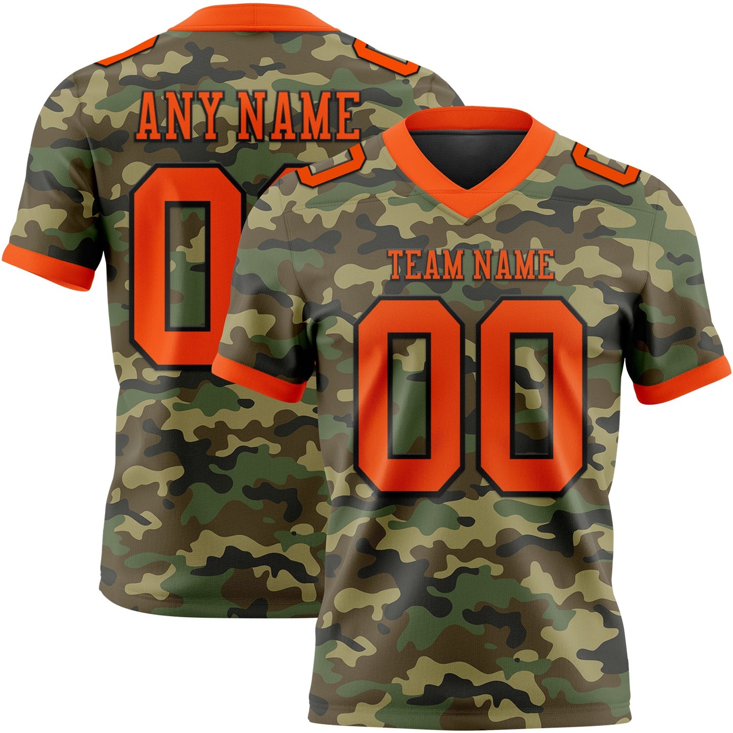 Custom Camo Orange-Black 3D Pattern Salute To Service Authentic Football Jersey - Main View