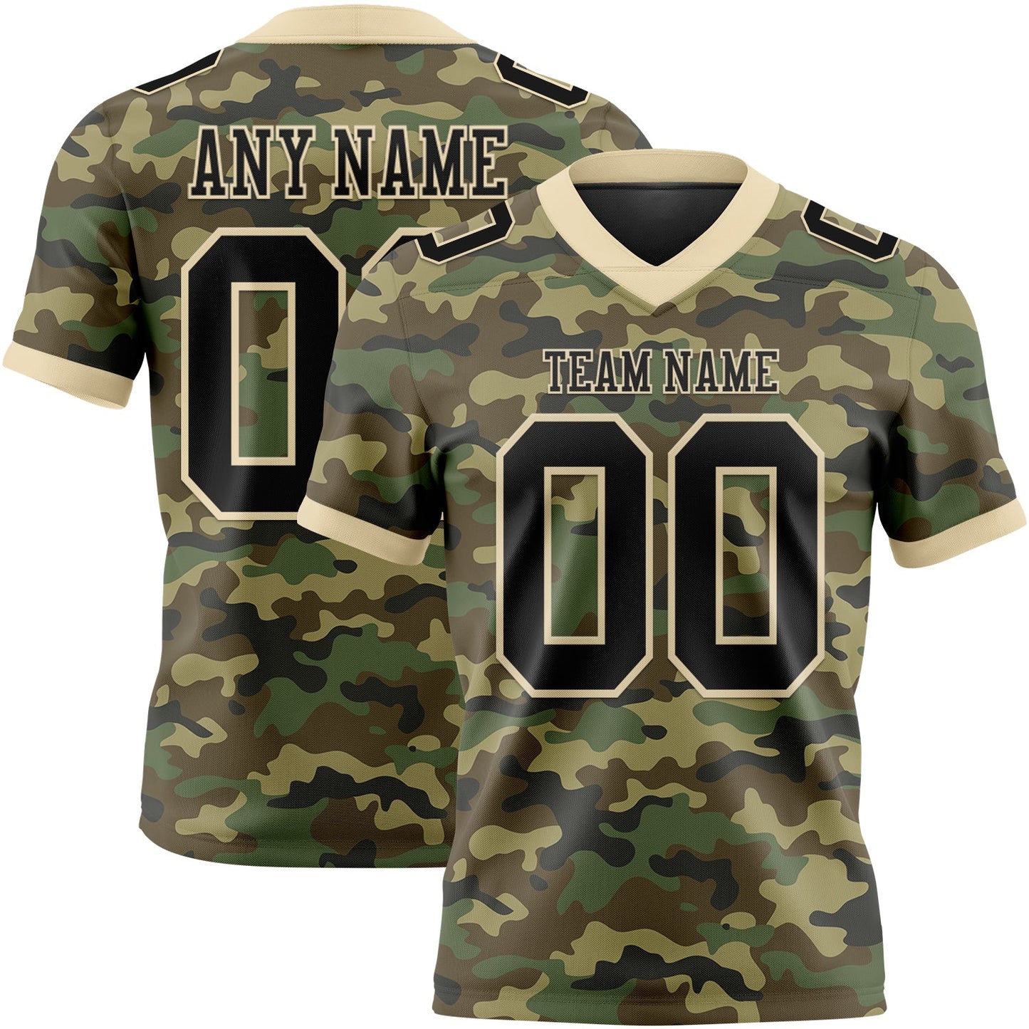 Custom Camo Black-Cream 3D Pattern Salute To Service Authentic Football Jersey - Main View