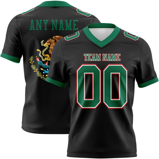 Custom Black Kelly Green White-Red 3D Pattern Mexico Authentic Football Jersey - Main View