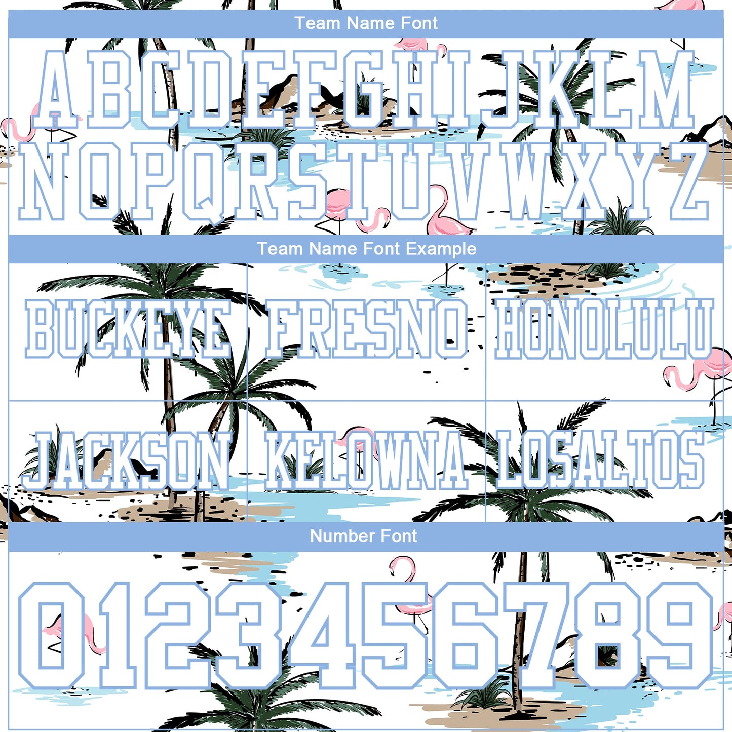 Custom White Light Blue 3D Pattern Hawaii Palm Trees Authentic Football Jersey view 4