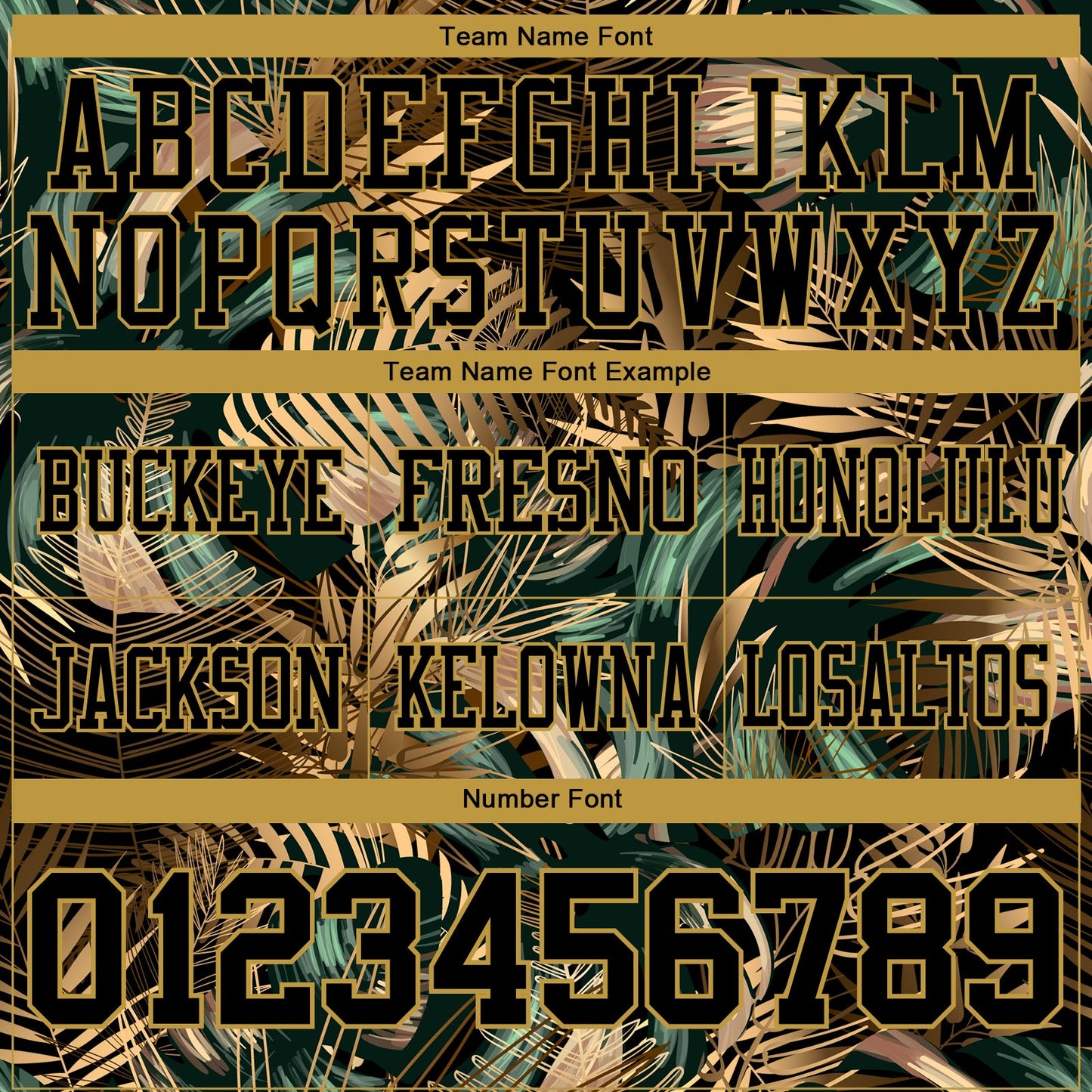 Custom Black Old Gold 3D Pattern Tropical Hawaii Jungle Leaves Authentic Football Jersey view 4